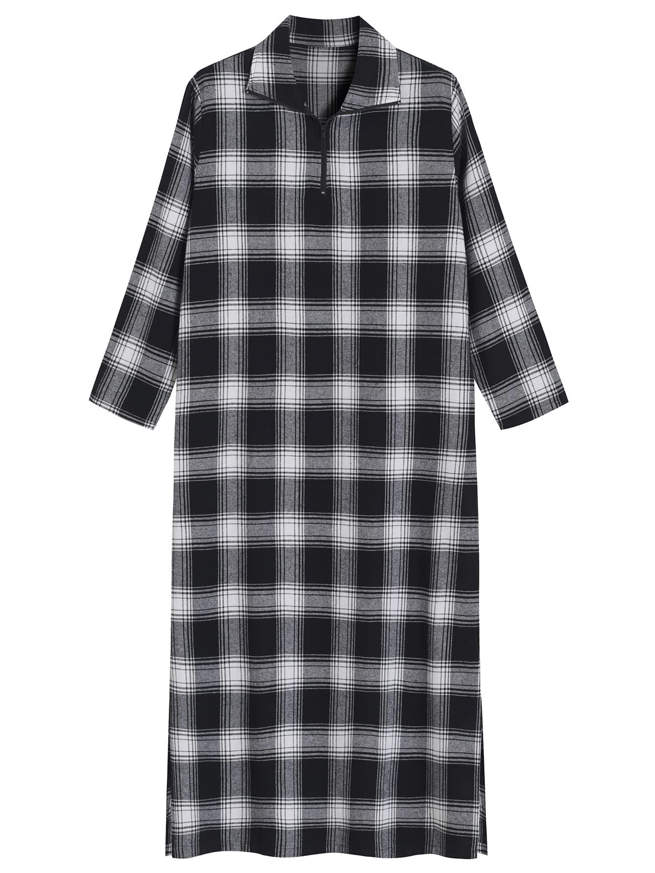 Women's Soft Flannel Nightgown - Long Sleeve Full Length Cotton Sleepwear for Winter, Cozy Loungewear for Cold Nights at Home