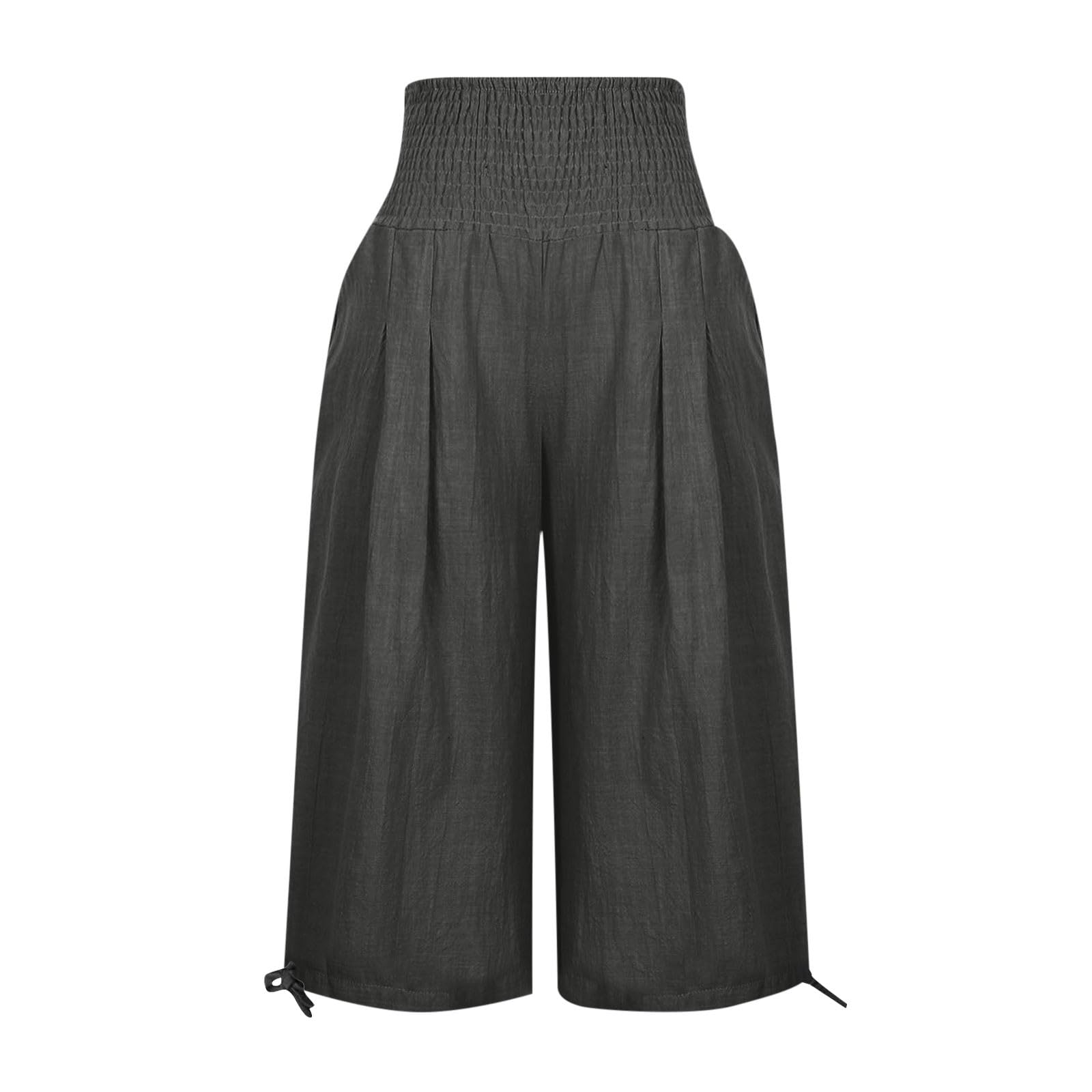 Women's Cotton Linen High Waist Wide Leg Shorts for Summer - Casual & Travel Wear