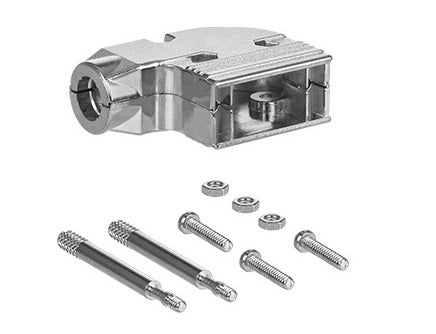 DB15 Male Solder Type Shielded Metal Elbow Hood - High Quality D-Sub Connector for Industrial Equipment, Computer Servers & Audio/Video Systems