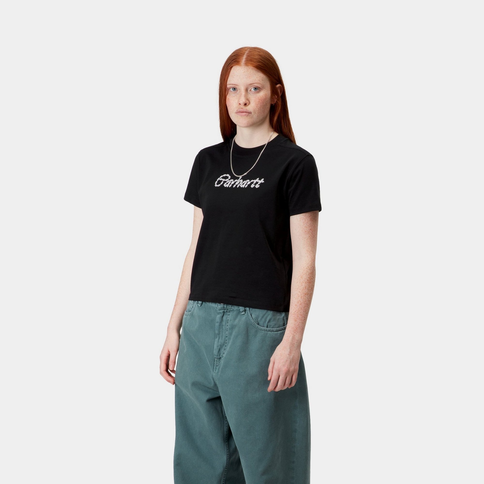 Women's Stylish Chained T-Shirt - Trendy Black & White Cotton Tee for Casual Wear, Street Fashion & Everyday Outfits
