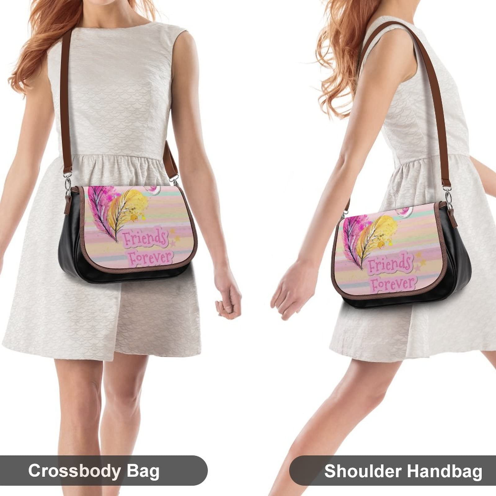 Vintage Leather Crossbody Bag for Women - Medium Hobo Shoulder Bag with Butterfly Print, Perfect for Daily Use, Travel & Casual Outings