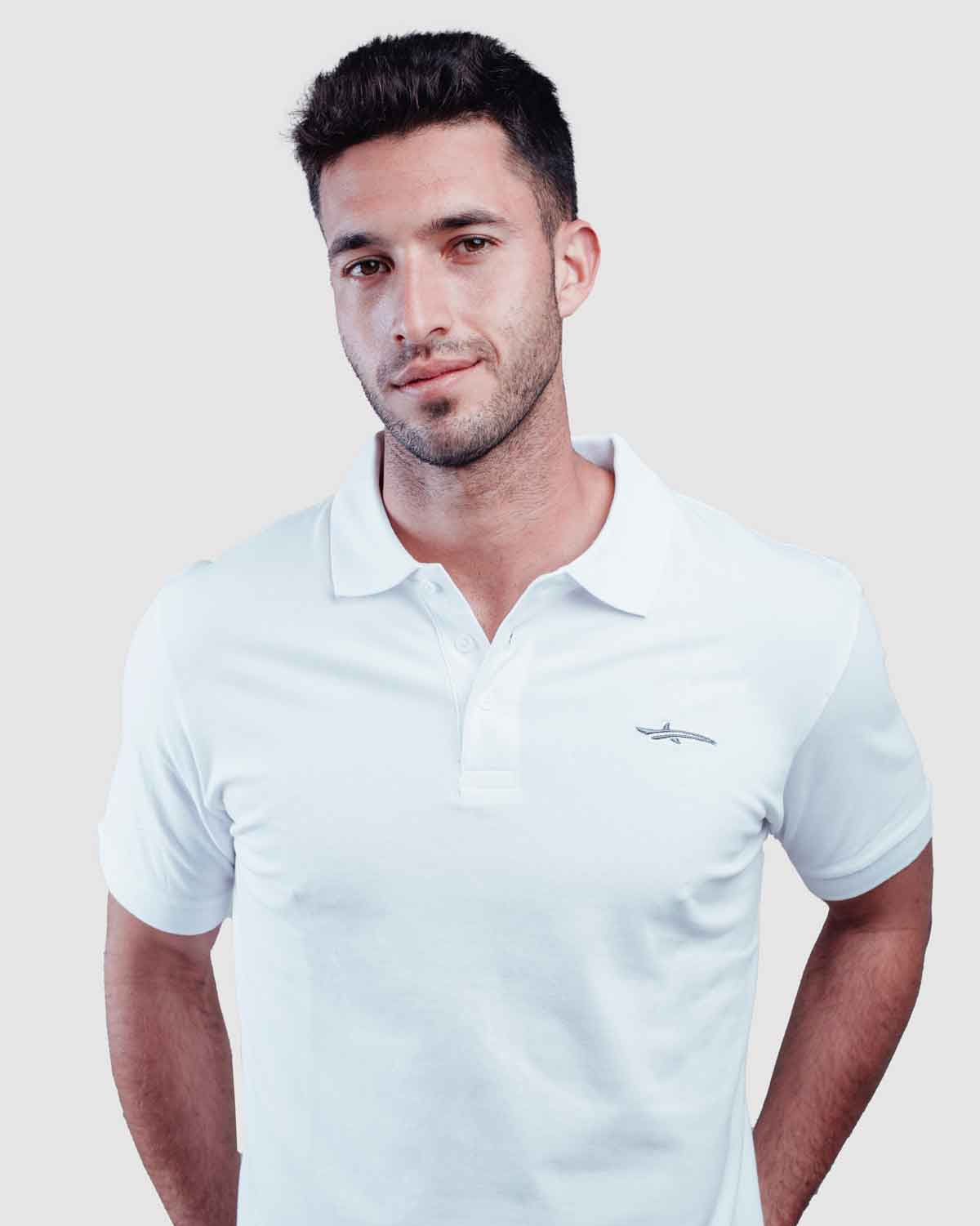 Oceanman Men's Classic Polo Shirt - White Cotton Short Sleeve Casual Top for Golf, Business & Everyday Wear