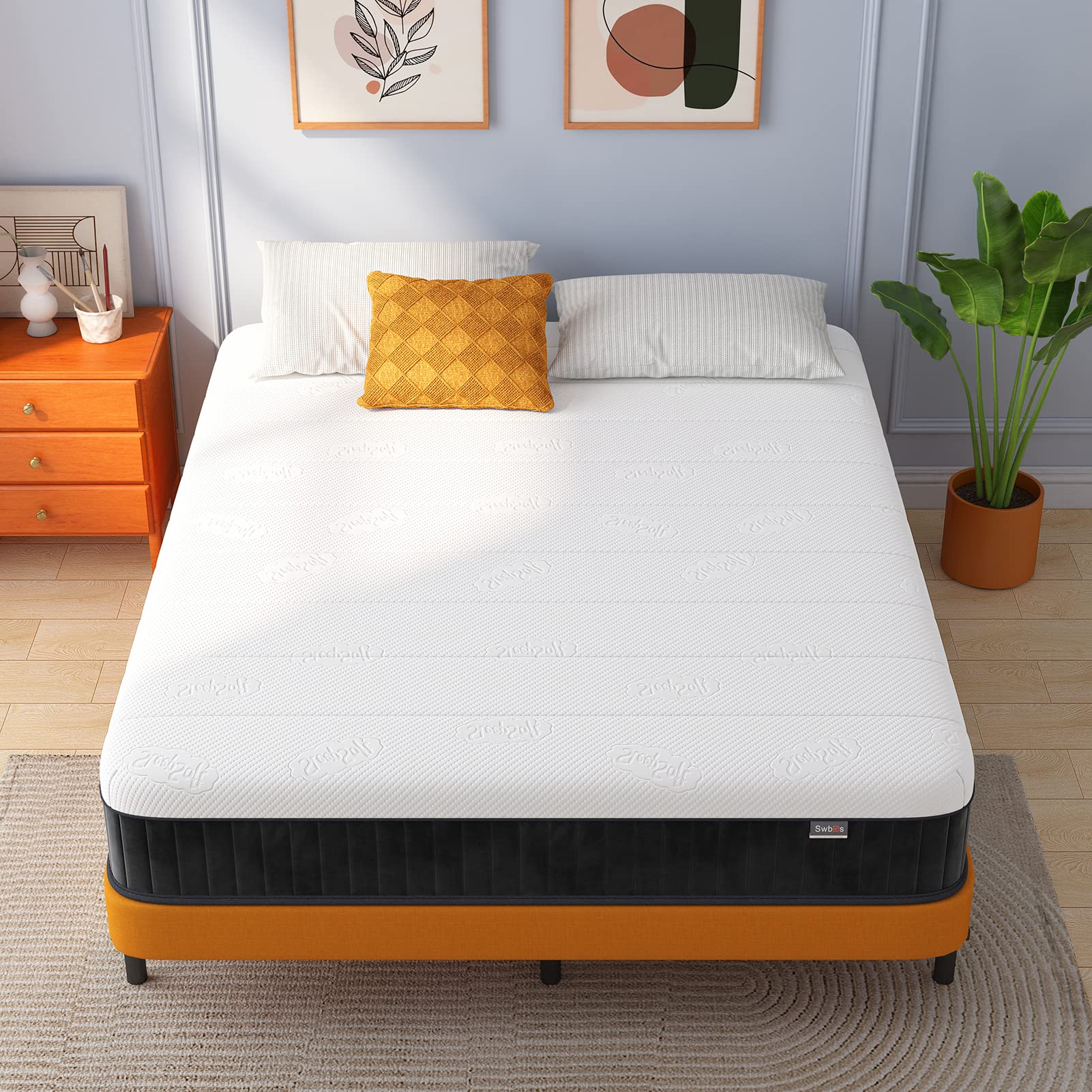 10 Inch Hybrid Memory Foam Queen Mattress in a Box - Firm Support & Pressure Relief for Back Pain - CertiPUR-US Certified Cooling Gel Mattress for Bedroom, Guest Room & Apartment Sleeping