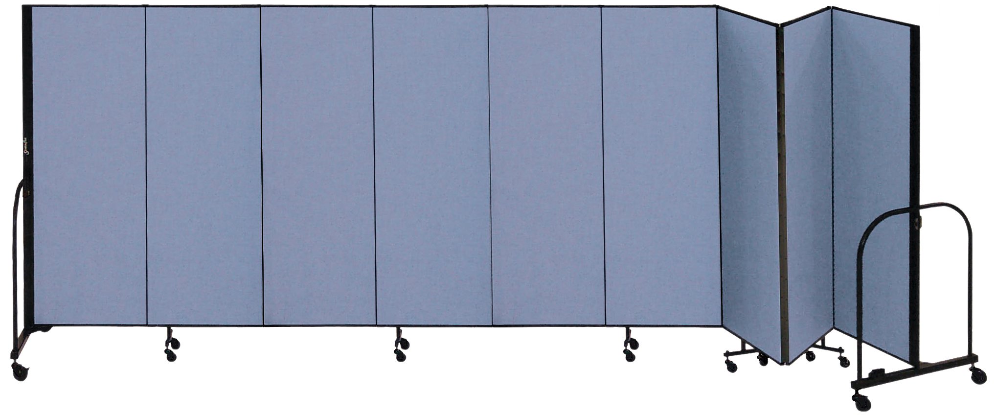 CFSL509-DB 9-Panel Commercial Portable Room Divider - Soundproof Privacy Screen for Offices, Classrooms & Events - Heavy Duty Folding Partition Wall with Wheels