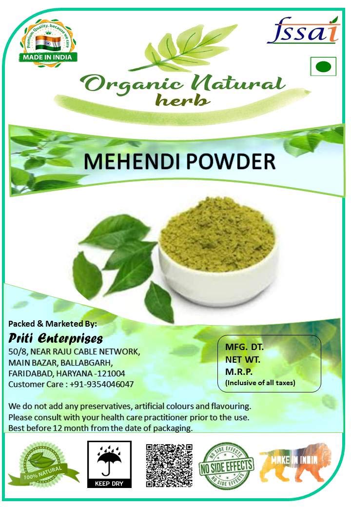 Organic Natural Henna Powder for Hair & Skin - 200g | Pure Mehndi for Tattoos, Dye, & Conditioning | Safe for DIY Body Art & Hair Treatment