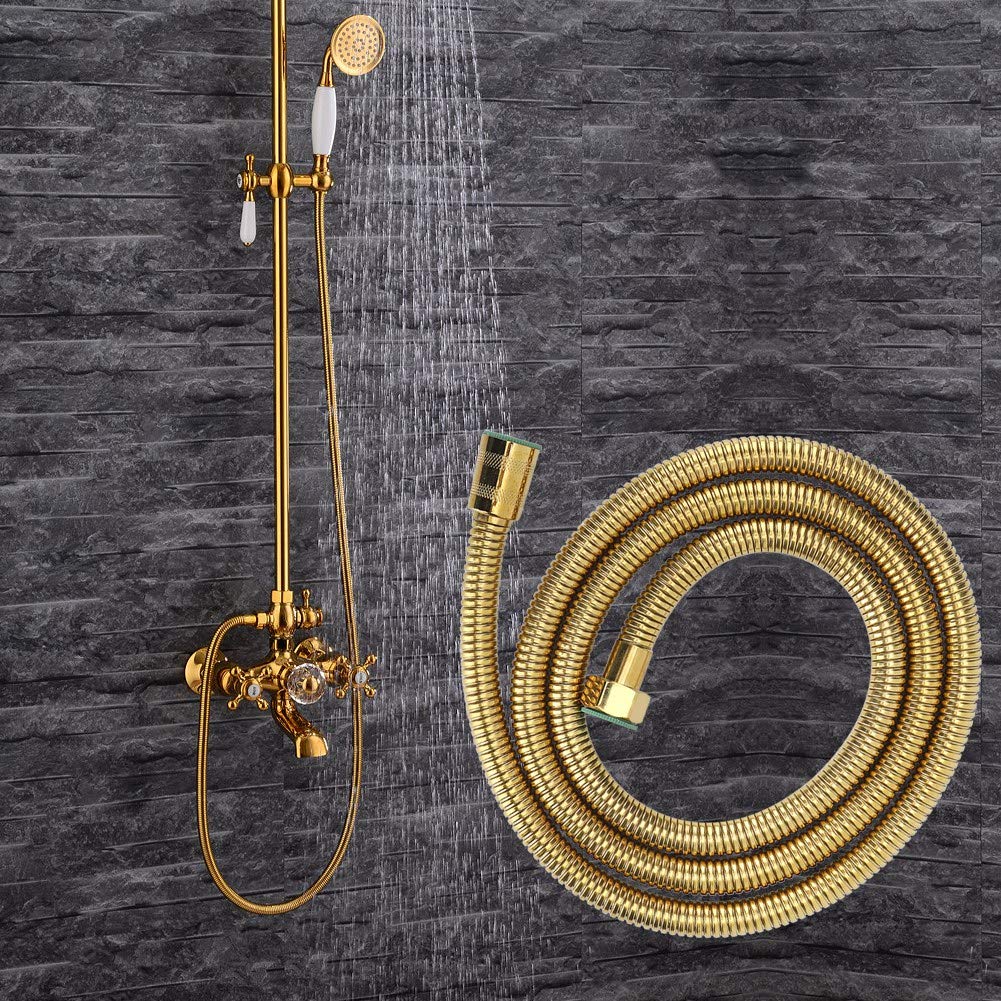 Premium Stainless Steel Shower Hose - 1.5m/59in G1/2in Gold Handheld Shower Hose for Bathroom, Bidet Sprayer & Bathing Accessories - Ideal for Shower Upgrades, Spa-Like Experience & Bathroom Renovations