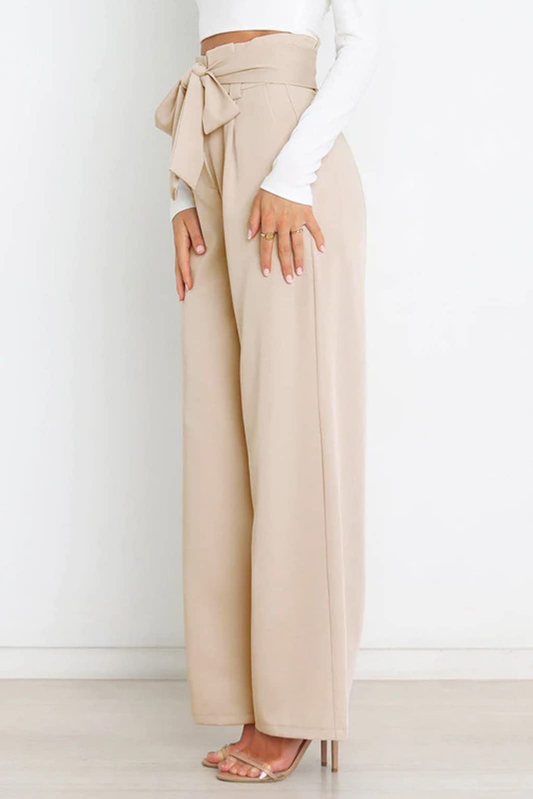 GUOLEZEEV Women's High Waist Wide Leg Dress Pants - Business Casual Trousers for Office Work, Travel & Everyday Wear | Comfortable Stretch Fabric