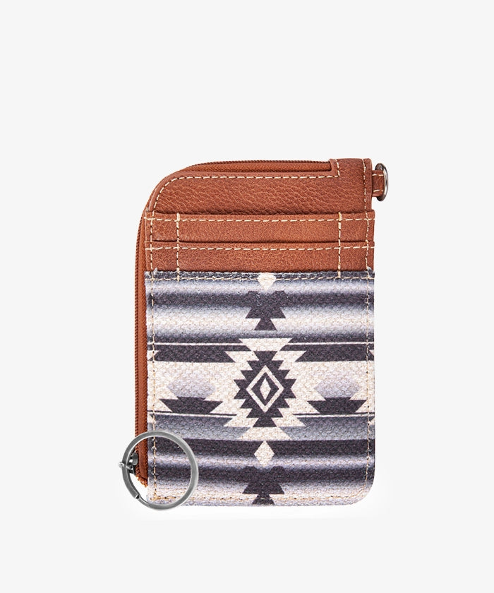 Wrangler Aztec Print Mini Zip Card Case - Stylish & Compact Wallet for Everyday Use, Travel, and Outdoor Adventures