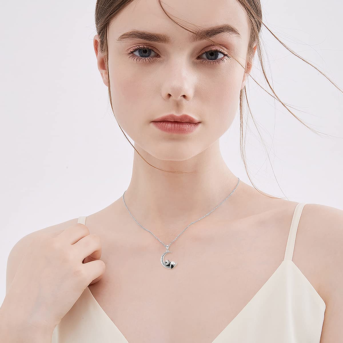 POPKIMI Sterling Silver Crystal Origami Panda Necklace for Women - Elegant I Love You to The Moon and Back Jewelry Gift for Wife, Mom, Girlfriend | Christmas, Birthday, Anniversary Present | Perfect for Date Nights, Mother's Day & Special Occasions