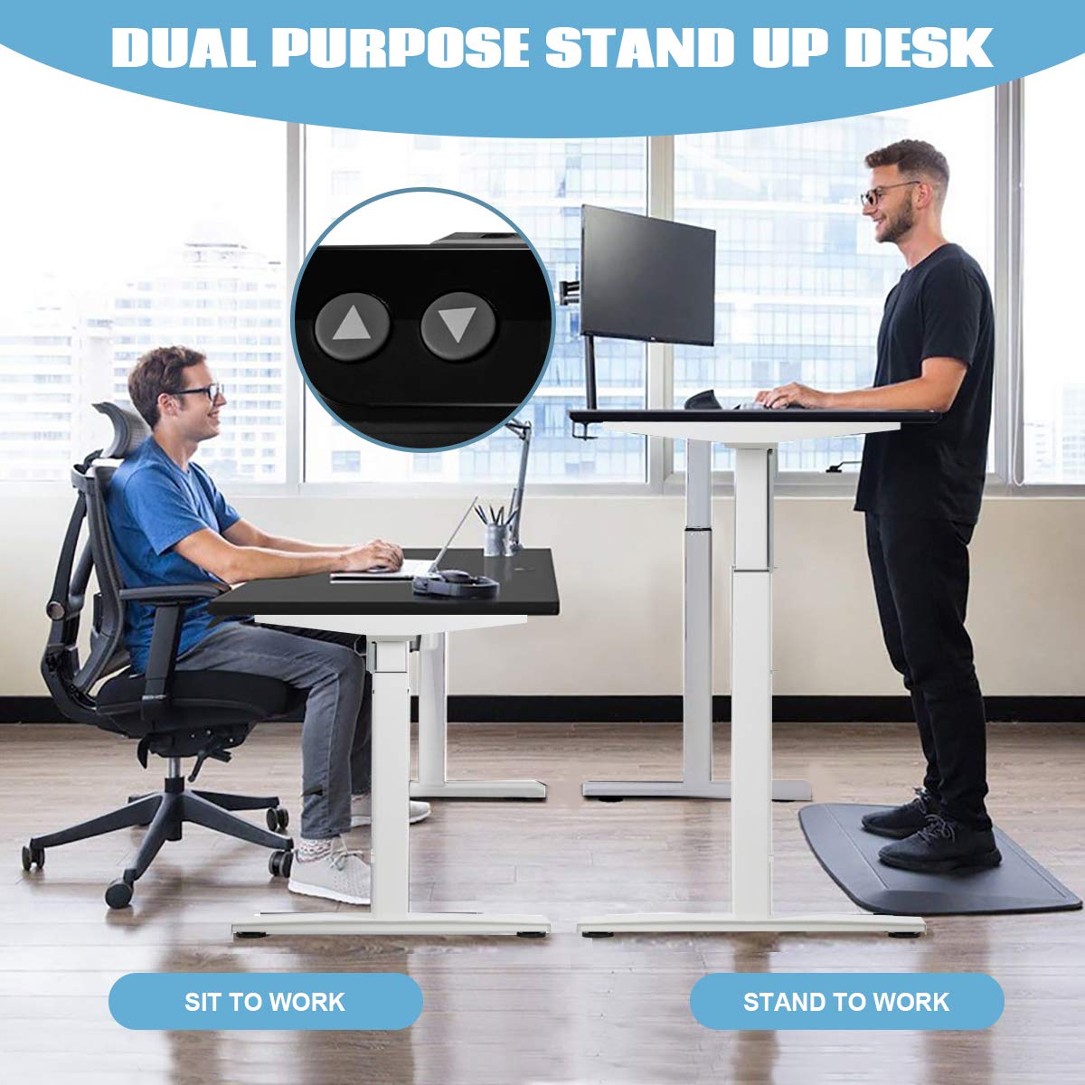 Tangkula Electric Standing Desk Frame - Adjustable Height & Width, Single Motor Ergonomic Sit Stand Desk Base with Memory Controller | Perfect for Home Office, Gaming & Workspace Setup