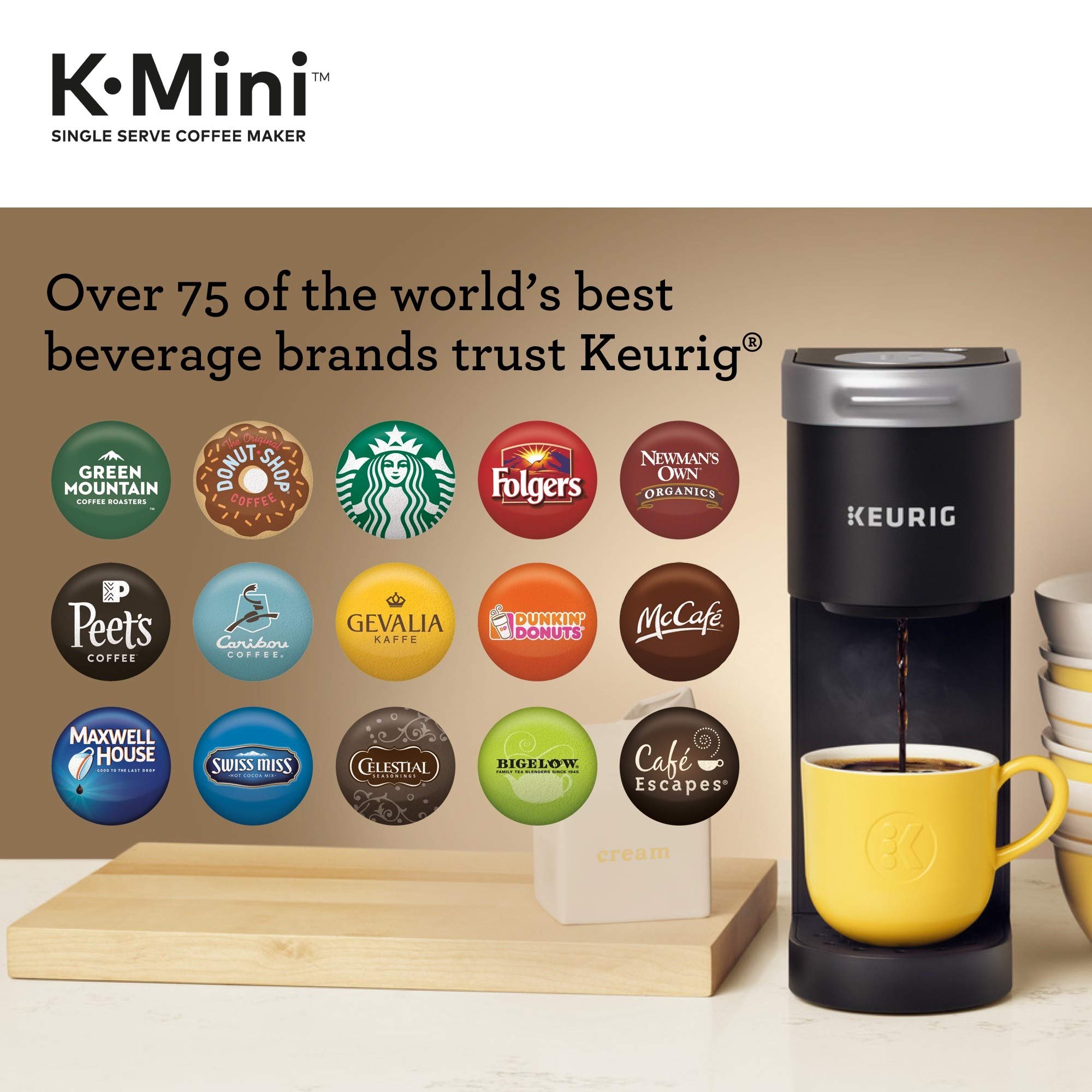 Keurig K-Mini Single Serve Coffee Maker with 24 Twinings English Breakfast Tea K-Cup Pods - Compact Brewing for Home, Office & Dorm Rooms