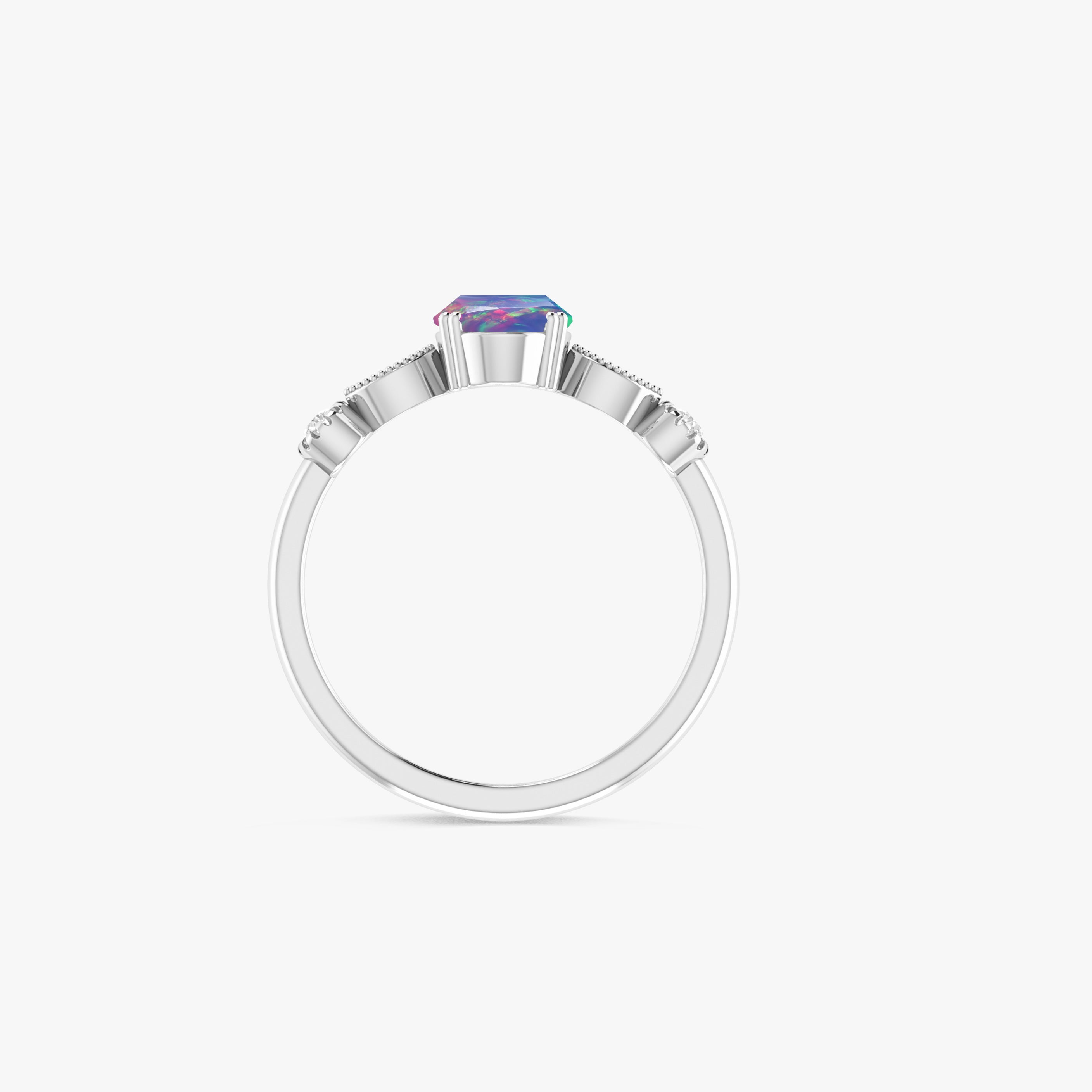 Blue Multifire Oval Ethiopian Opal Ring for Women - Elegant Sterling Silver Jewelry Gift for Her, Perfect for Weddings, Anniversaries & Special Occasions
