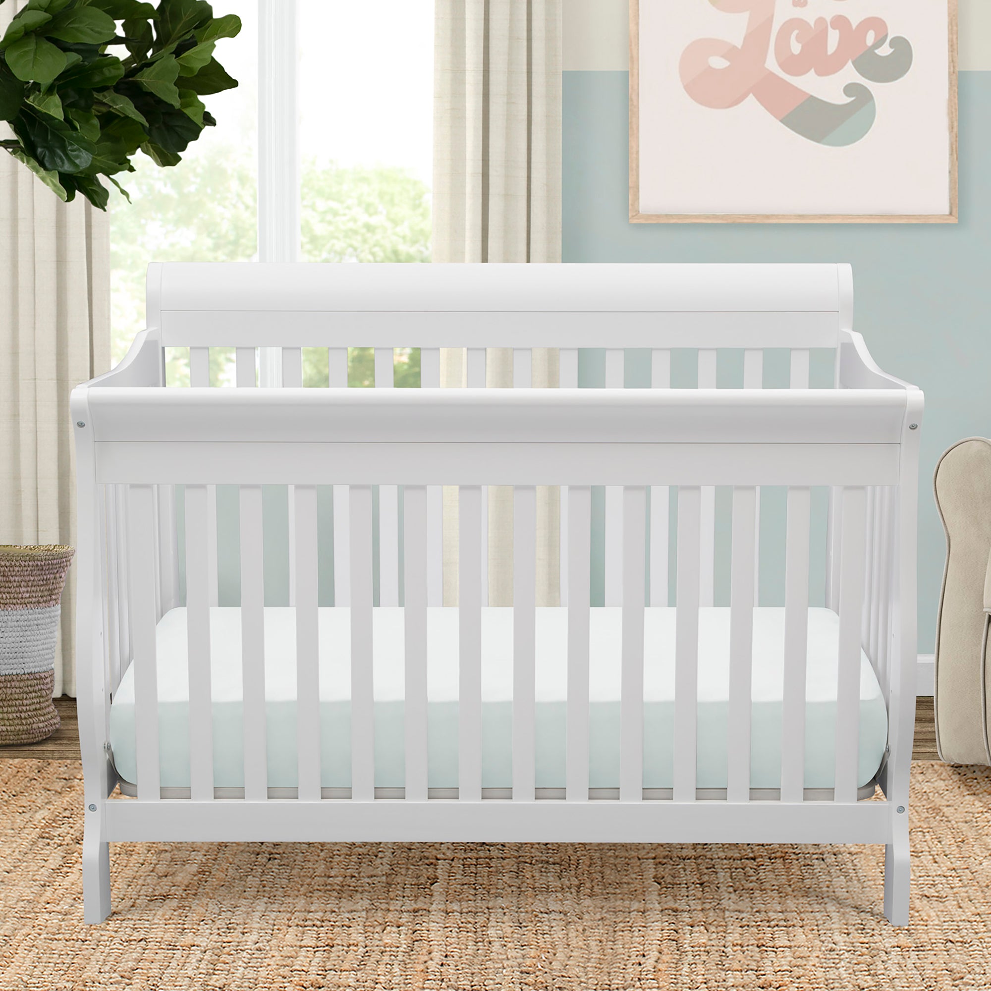 Canton 4-in-1 Convertible Baby Crib - Toddler Bed, Daybed & Full-Size Bed - Safe Nursery Furniture for Newborns & Kids - Perfect for Bedrooms, Daycare & Guest Rooms