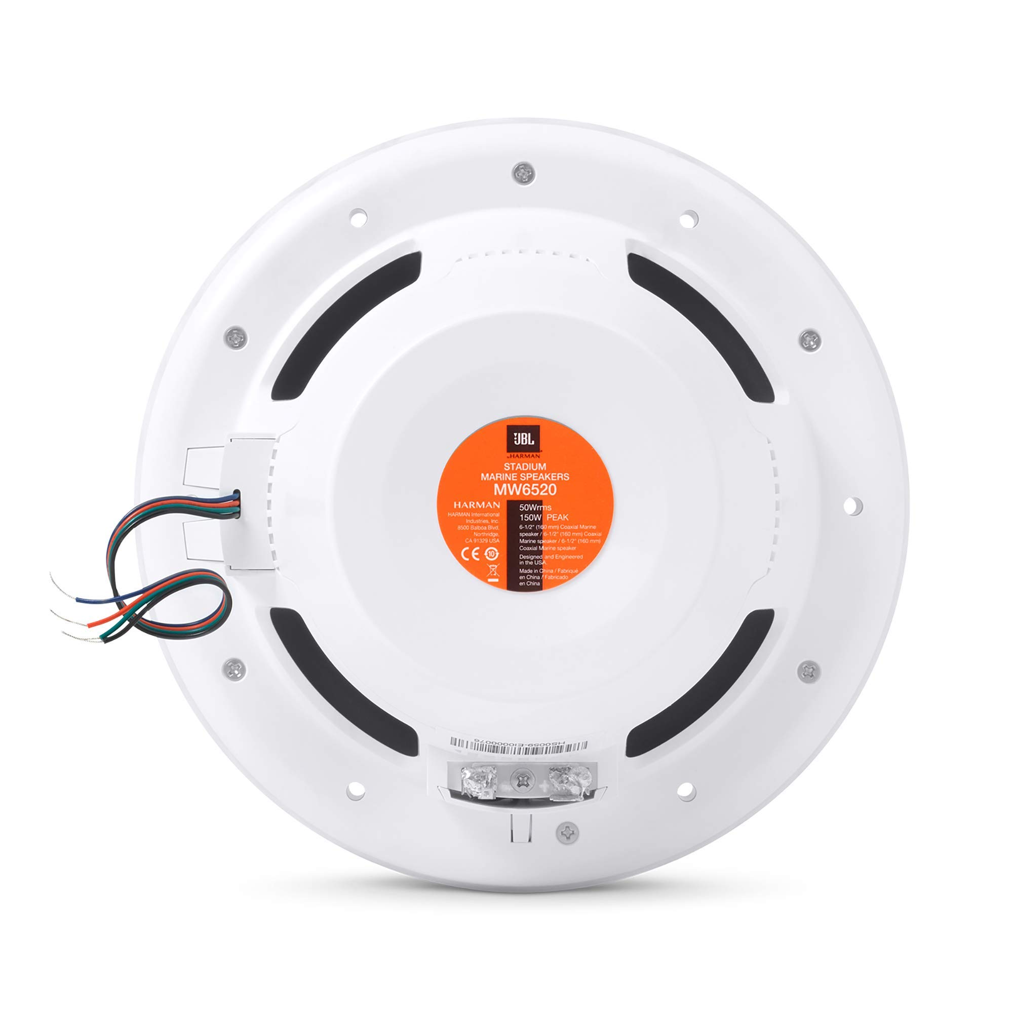 JBL 6.5 Inch Coaxial Marine RGB Speakers - White Stadium Series STADIUMMW6520AM (Renewed) - Waterproof Boat Audio for Outdoor, Pool Party & Marine Use