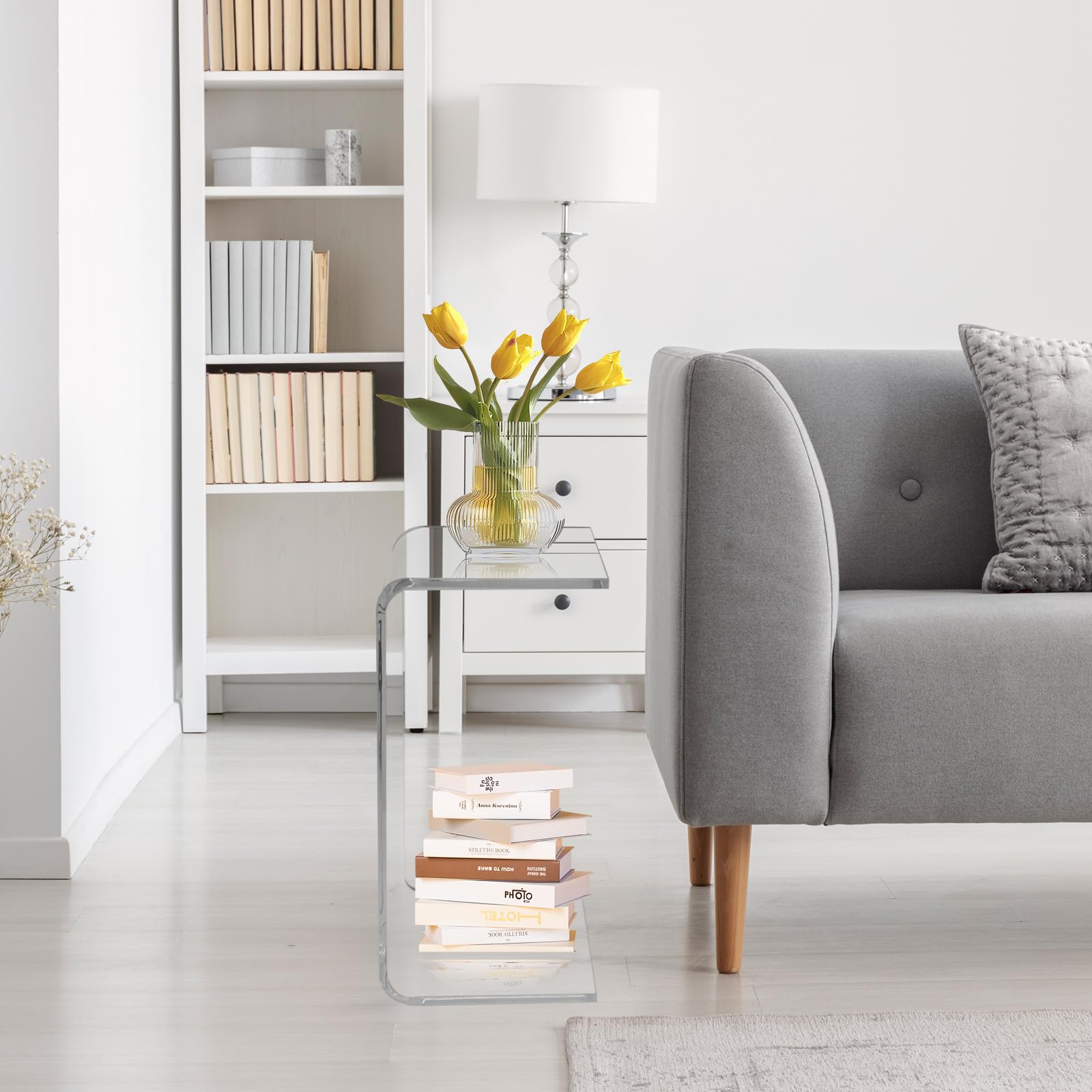 Modern Clear Acrylic C-Shape End Table - 24