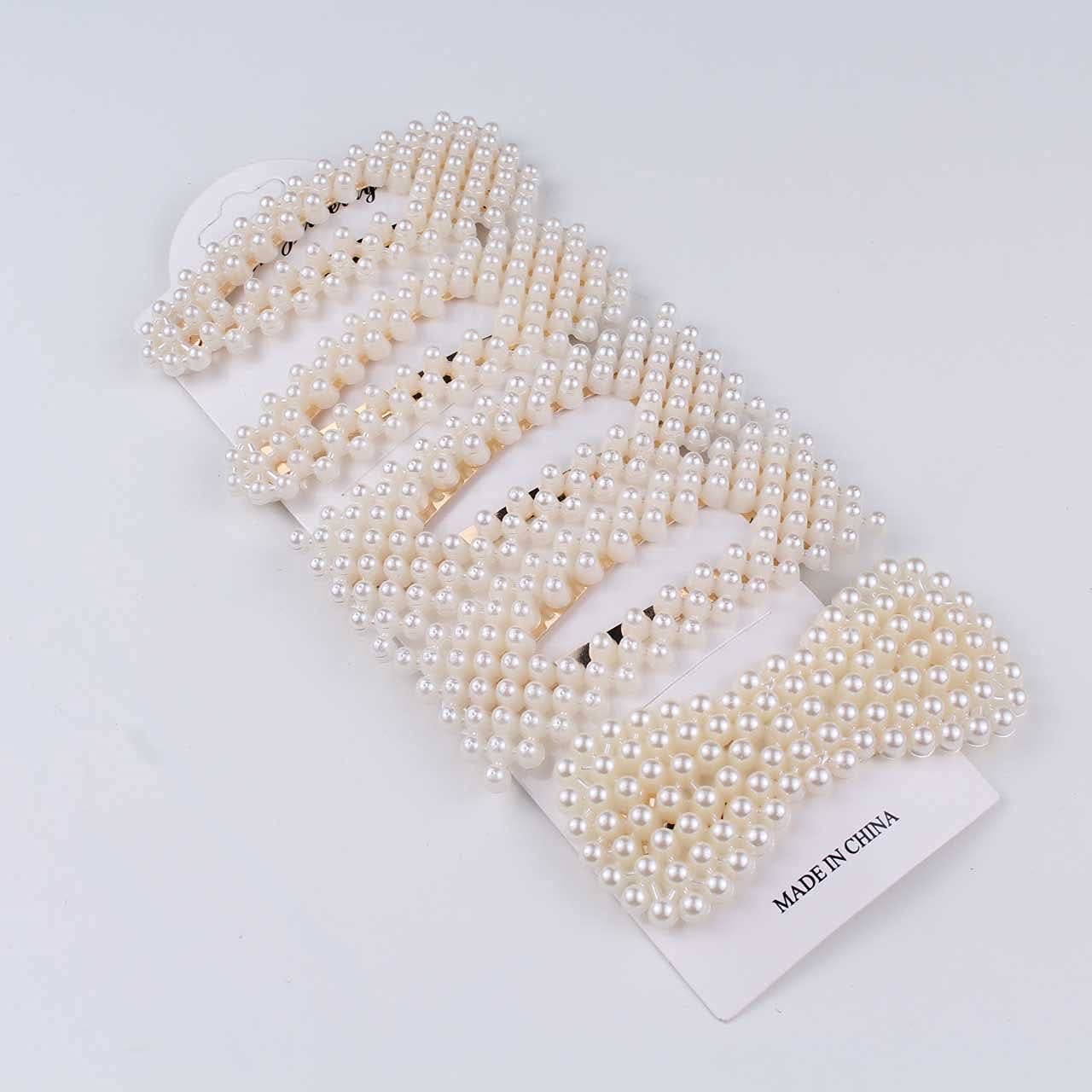 Elegant Korean Pearl Hair Clips for Women - 5pcs Set, Snap Hair Barrettes, Pearl Hairpins, Hair Accessories (Random Design) - Perfect for Weddings, Parties & Everyday Styling