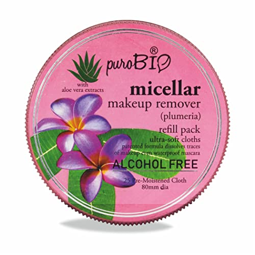 **Purobio Plumeria Micellar Makeup Remover Wipes | 25 Ultra-Soft Pre-Moistened Cloths | Paraben-Free & Cruelty-Free | Gentle Cleansing for Face & Eyes | Perfect for Travel & Daily Skincare**