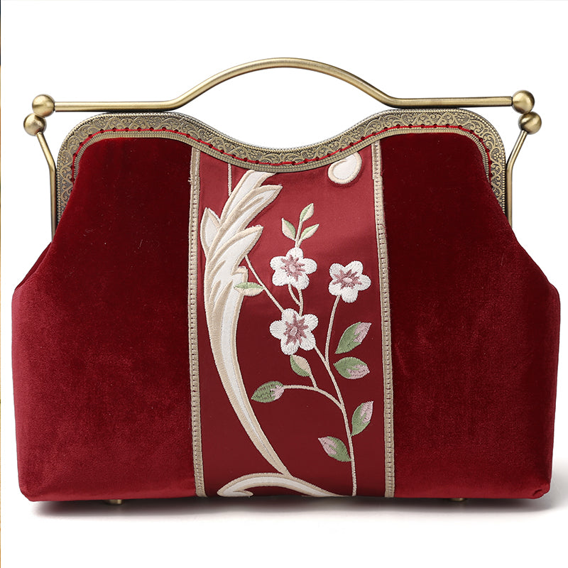 Elegant Red Embroidered Evening Shoulder Crossbody Bag for Women - Perfect for Parties, Weddings & Special Occasions
