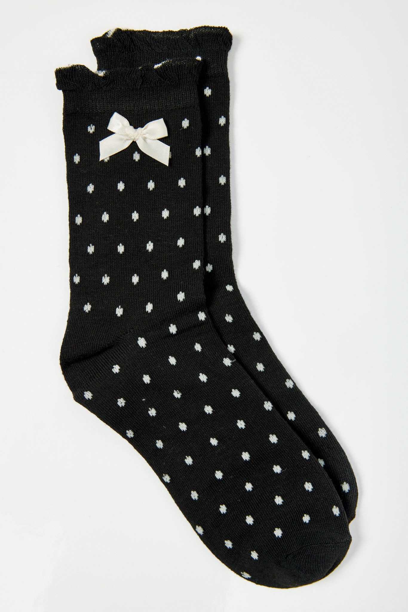 Polka Dot Ruffle Trim Bow Socks for Women - Cute Ankle Socks with Lace Detail - Perfect for Casual Wear, Gifts, and Special Occasions