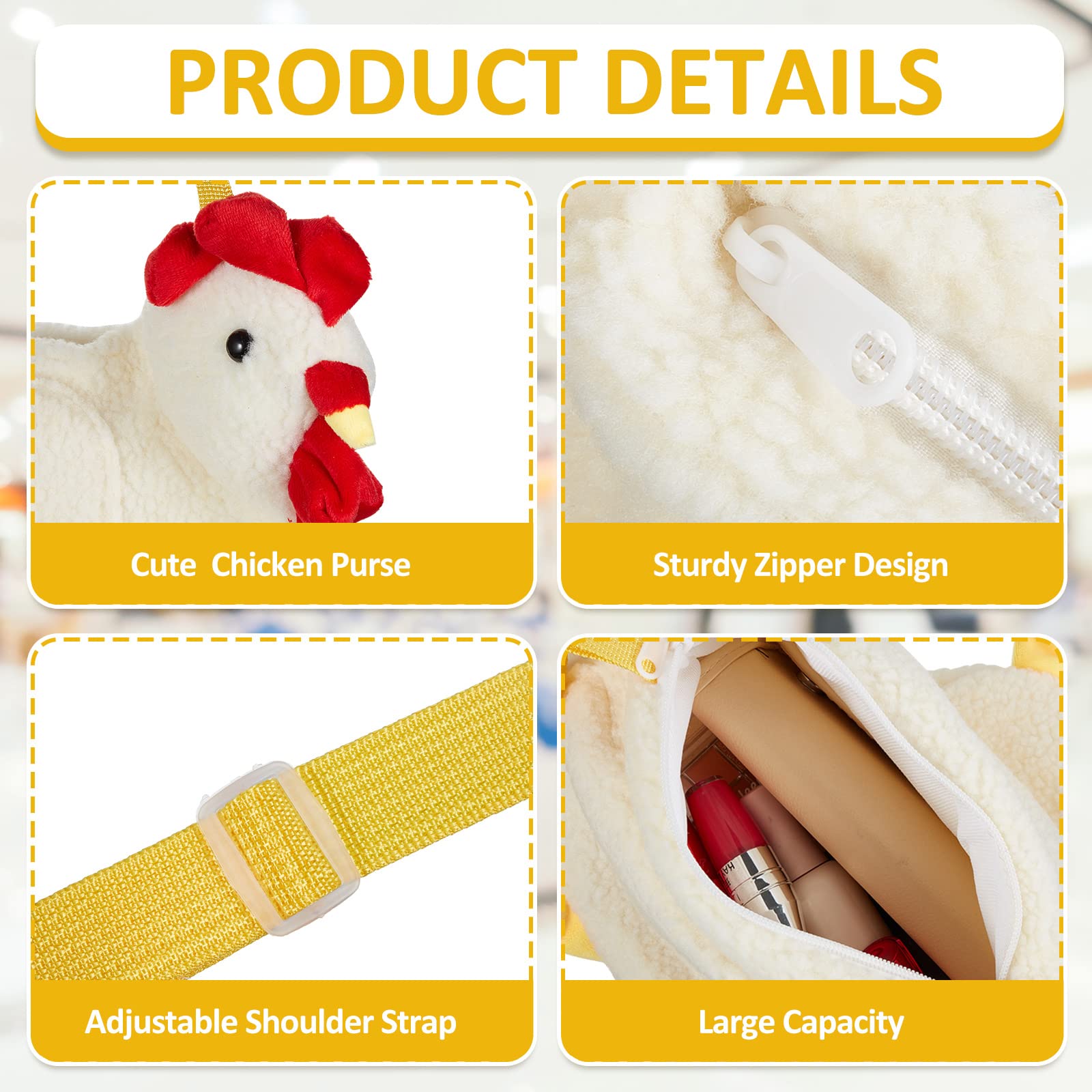 Saintrygo Fluffy Chicken Hen Purse Bag - Cute Animal Shoulder Handbag for Women & Girls - Perfect Funny Gift for Christmas, Birthday, Party & Cosplay Accessories