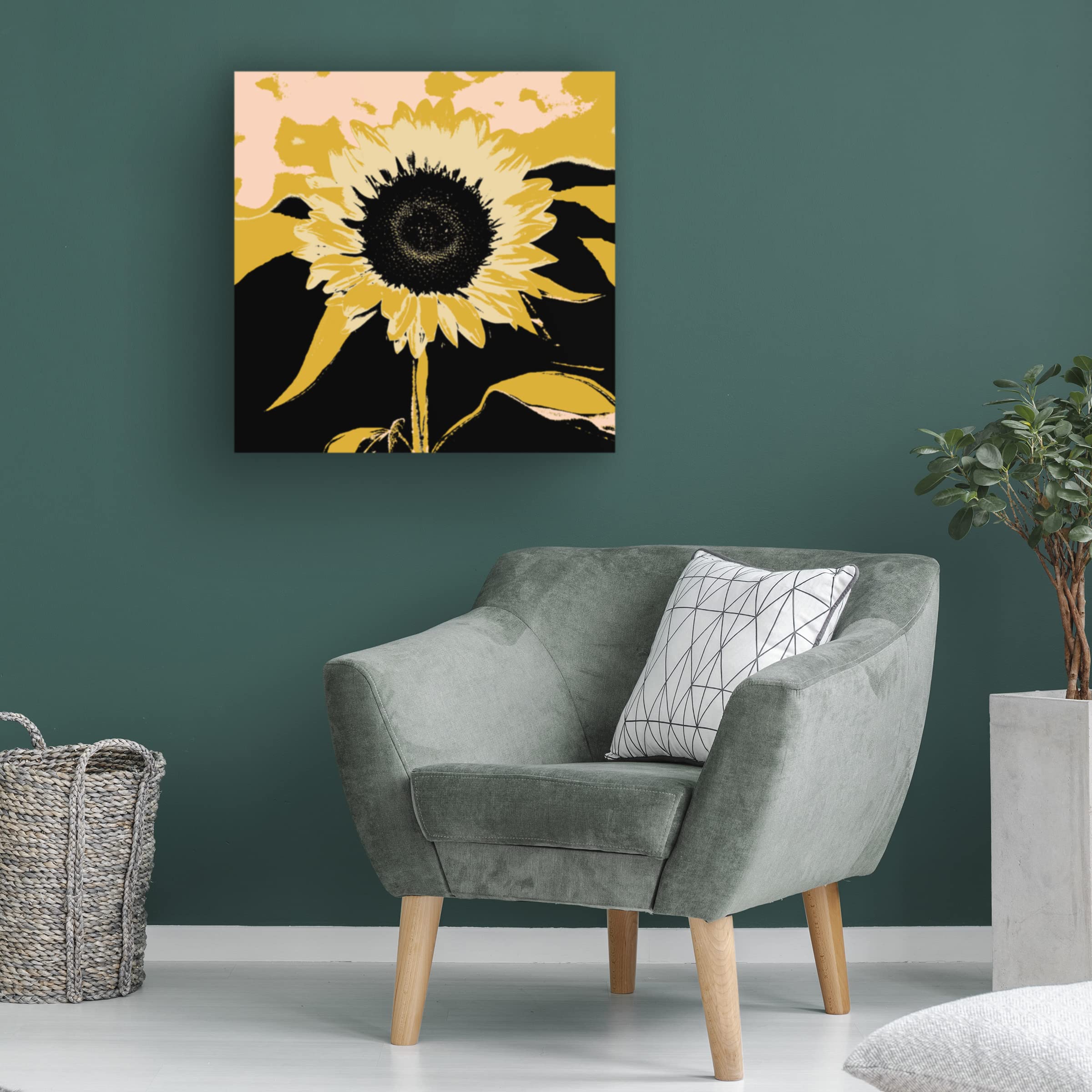 Jacob Green 'Pop Art Sunflower IV' Canvas Wall Art Print - Modern Home Decor for Living Room, Bedroom & Office