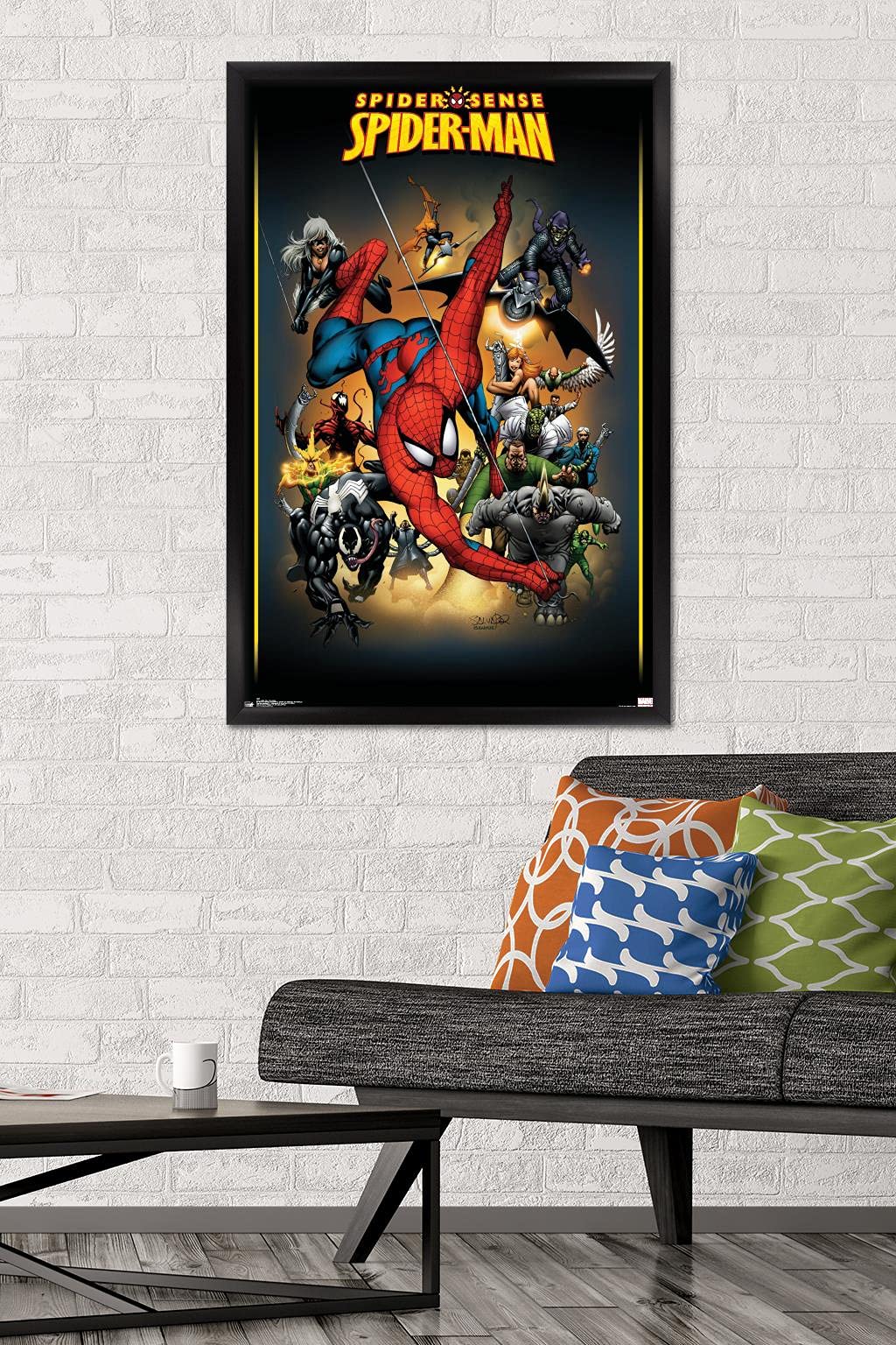 Trends International 24x36 Marvel Comics Spider-Man vs Adversaries Wall Poster - Black Framed Superhero Decor (36