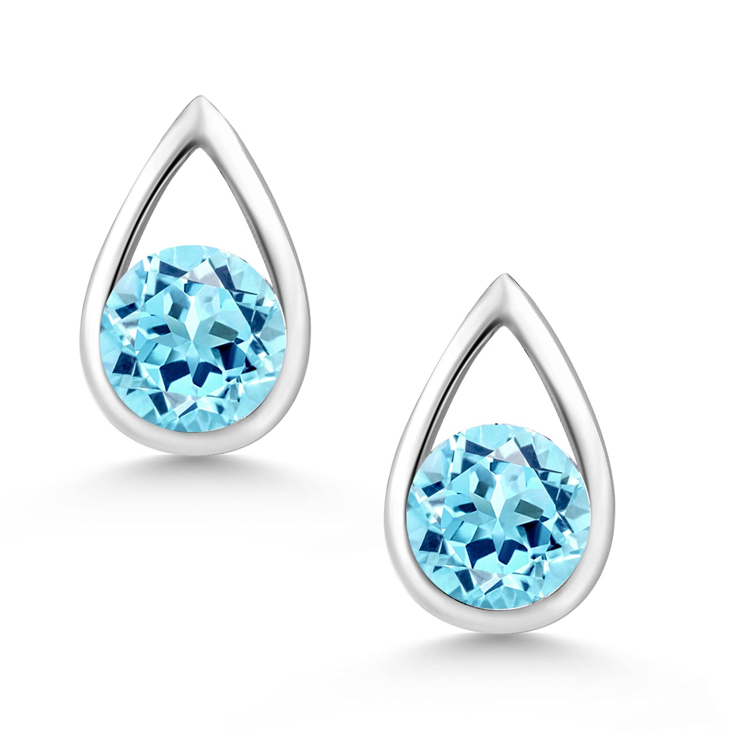 Gem Stone King 5MM Round Teardrop Stud Earrings for Women & Men - 925 Sterling Silver Birthstone Jewelry | Perfect Gift for Mom, Wife, Her | Elegant for Weddings, Parties & Daily Wear