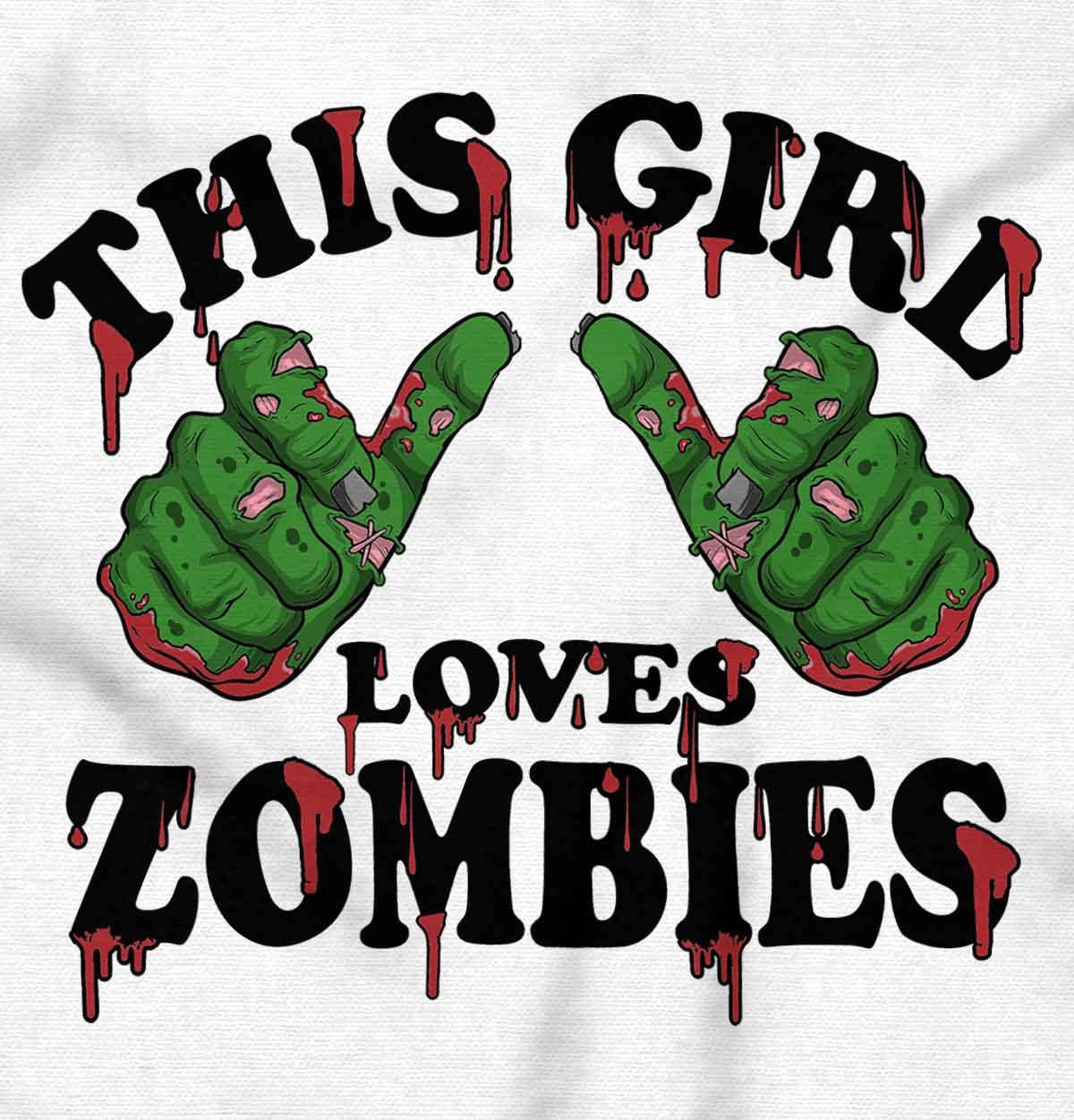 This Girl Loves Zombies Thumb Hands Hoodie - Women's Graphic Pullover Sweatshirt | Soft Cotton Fleece | Casual Streetwear for Halloween, Cosplay & Zombie Enthusiasts
