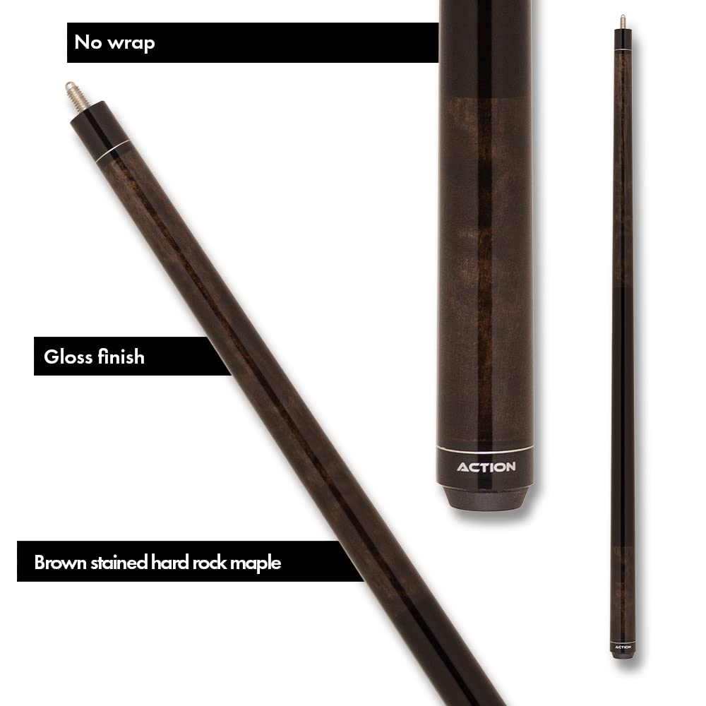 ACTION Starters STR04 Brown with Black Stained Handle Pool Cue Stick - Professional Billiards Accessory for Home Game Rooms & Bars