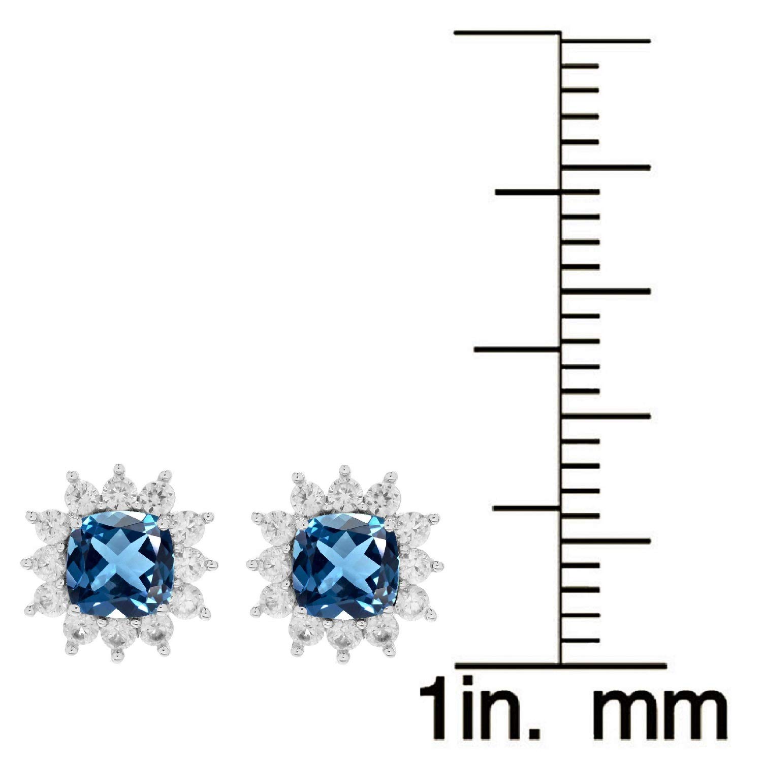 V3Jewelry 925 Sterling Silver Earrings - Cushion Cut Gemstone Stud Earrings with Halo Design for Women | Anniversary Gift for Her | Perfect for Weddings, Parties & Everyday Wear