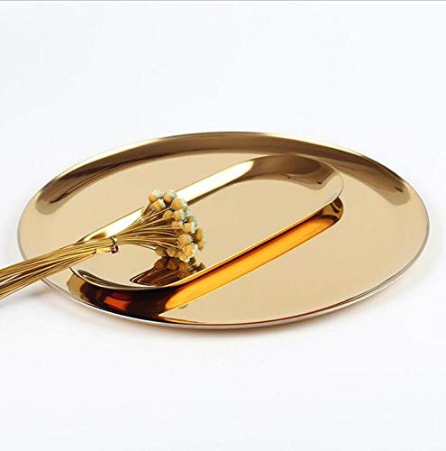 C&L 3-Pack Gold Stainless Steel Vanity Tray - Large Round Cosmetic & Jewelry Organizer with Towel Holder - Perfect for Bathroom Countertop, Dresser, and Makeup Table Organization