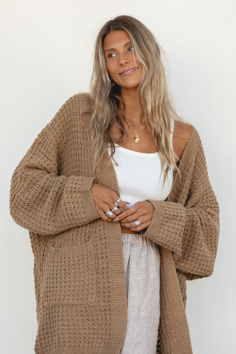 Lottie Oversized Cable Knit Cardigan for Women - Cozy Long Chunky Knit Sweater Open Front - Perfect for Fall, Winter & Layering Outfits