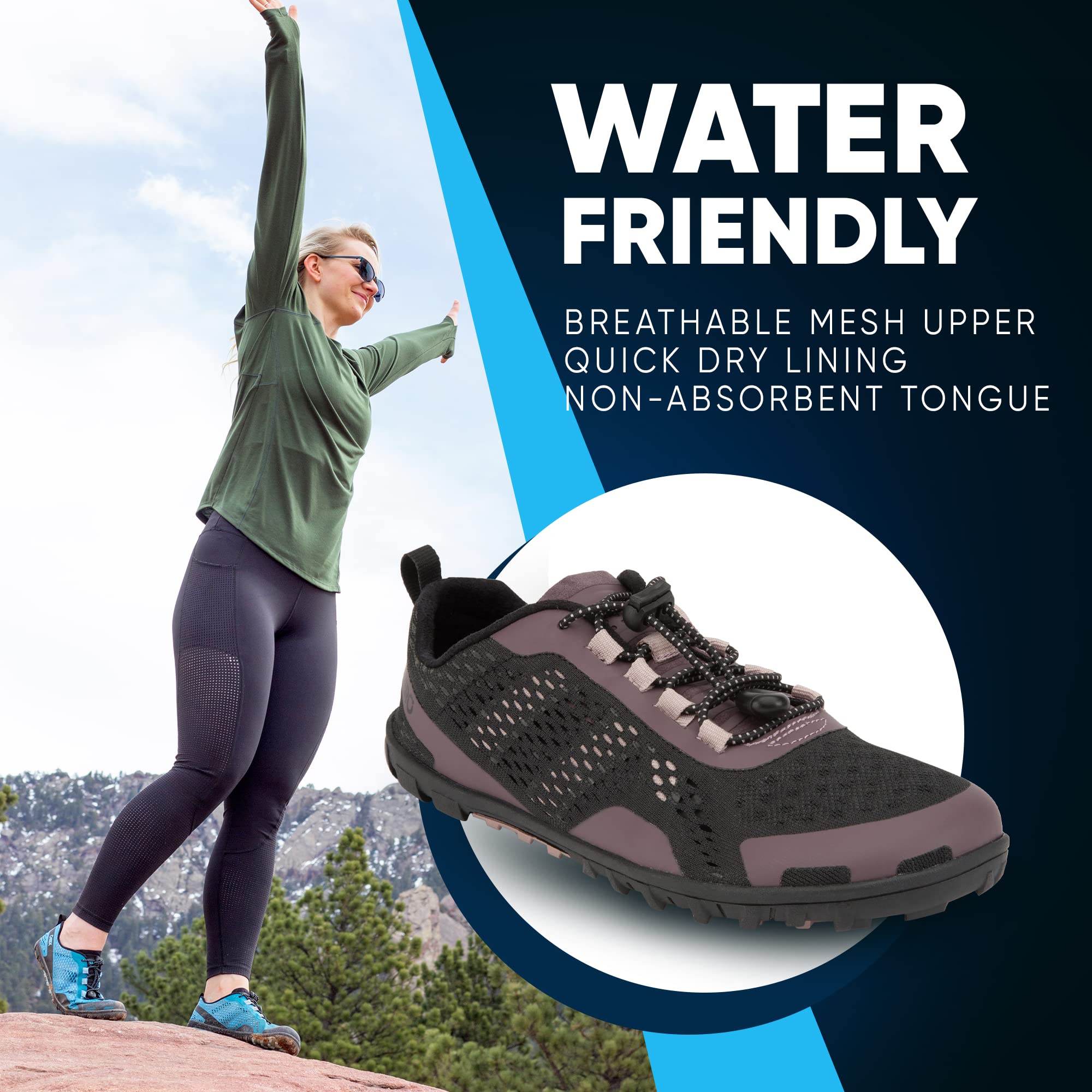 Xero Shoes Barefoot Water Shoes for Women - Aqua X Sport Minimalist Water Shoes with Wide Toe Box & Zero Drop Heel | Beach Running, Hiking, Swimming & Water Activities | Lightweight Quick-Dry Barefoot Shoes for Outdoor Sports