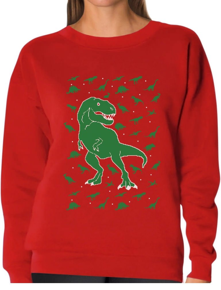 TeeStars Holiday Dinosaur Chaos Ugly Christmas Sweatshirt for Women - Festive Winter Pullover for Christmas Parties & Family Gatherings