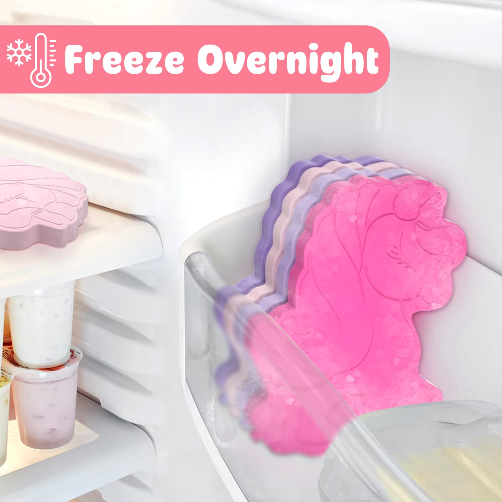 HiYZ Unicorn Ice Packs for Lunch Boxes - Reusable Kids Ice Packs - Quick Freeze, Space Saving, Long-Lasting Cooler for Lunch Box, Thin Ice Packs Ideal for Travel, Picnics, and School - Perfect for Kids' Lunches, Camping Trips & Outdoor Adventures