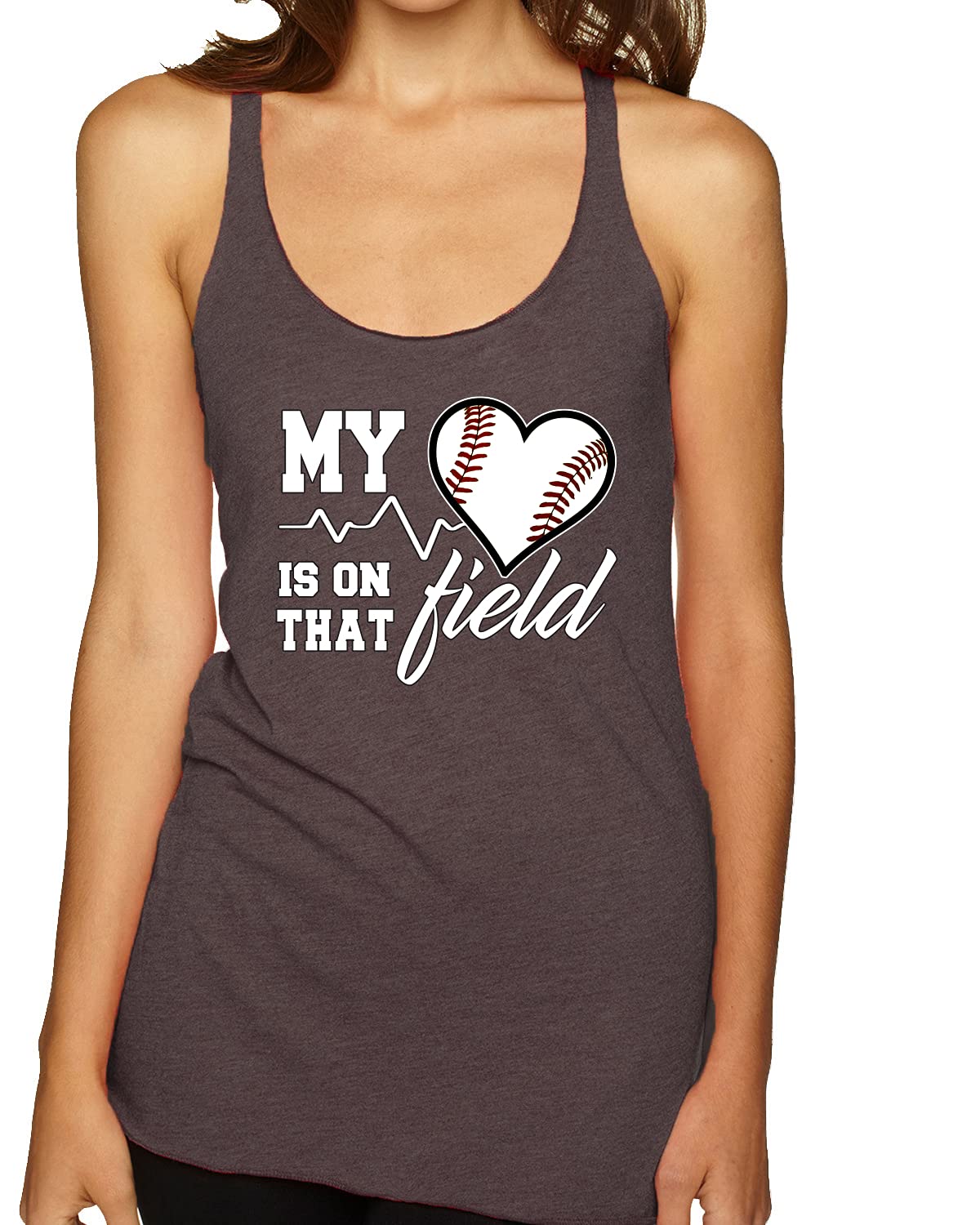 My Heart is On That Baseball Field Sports Tri-Blend Racerback Tank Top - Soft & Breathable Athletic Shirt for Baseball Fans, Gym Workouts & Casual Wear