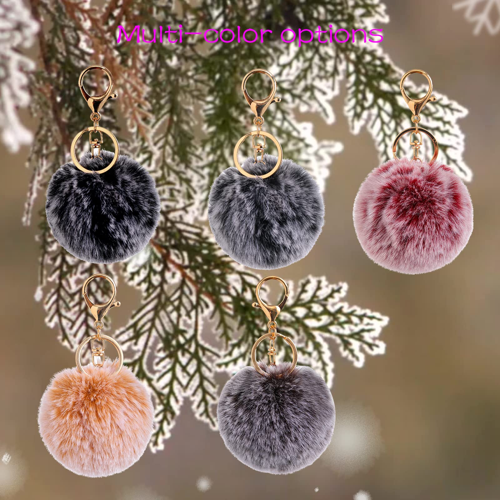 Fluffy Pom Pom Keychain - Soft Artificial Fur Ball Keyring for Car Keys, Bags & Backpacks - Cute Accessories for Women & Girls (Perfect for Gifts, Parties & Everyday Use)