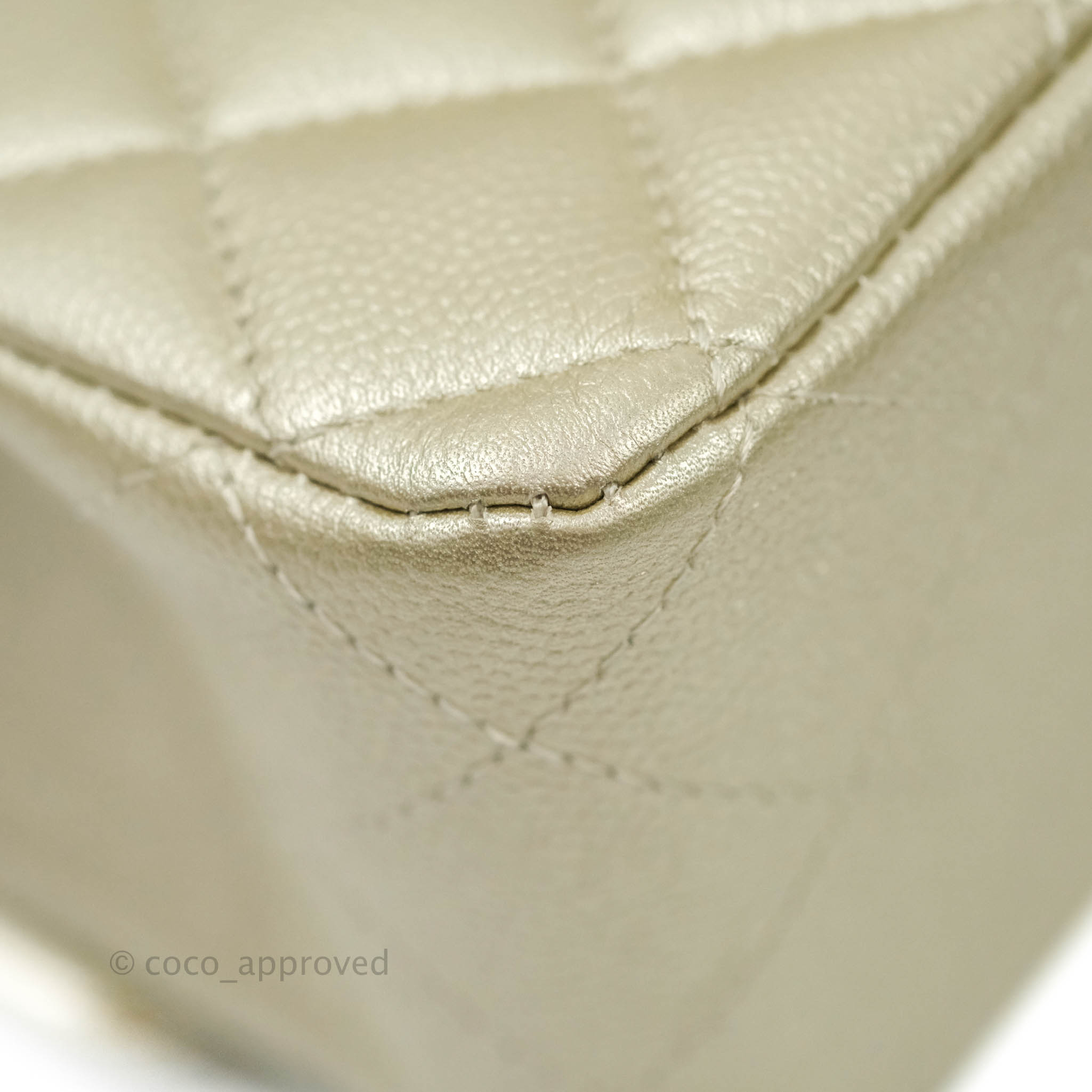 Chanel Classic Medium Double Flap Bag in Light Gold Caviar Leather with Gold Hardware | Luxury Designer Handbag for Women | Perfect for Work, Evening Events & Special Occasions