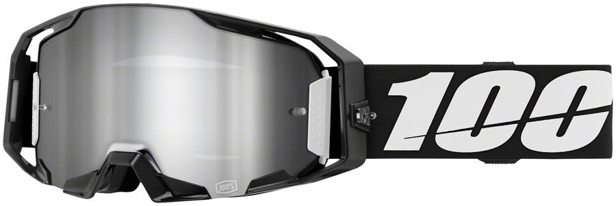 100% ARmatic Goggles - Black Frame with Mirror Silver Flash Lens | UV Protection Sports Sunglasses for Cycling, Running & Outdoor Activities