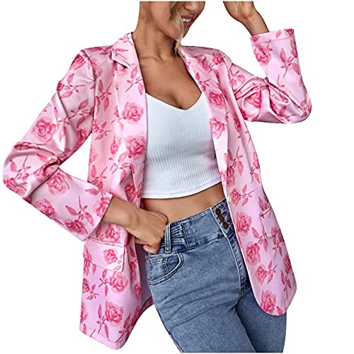 Women's Printed Long Blazer - Casual & Business Wear for Office & Outings