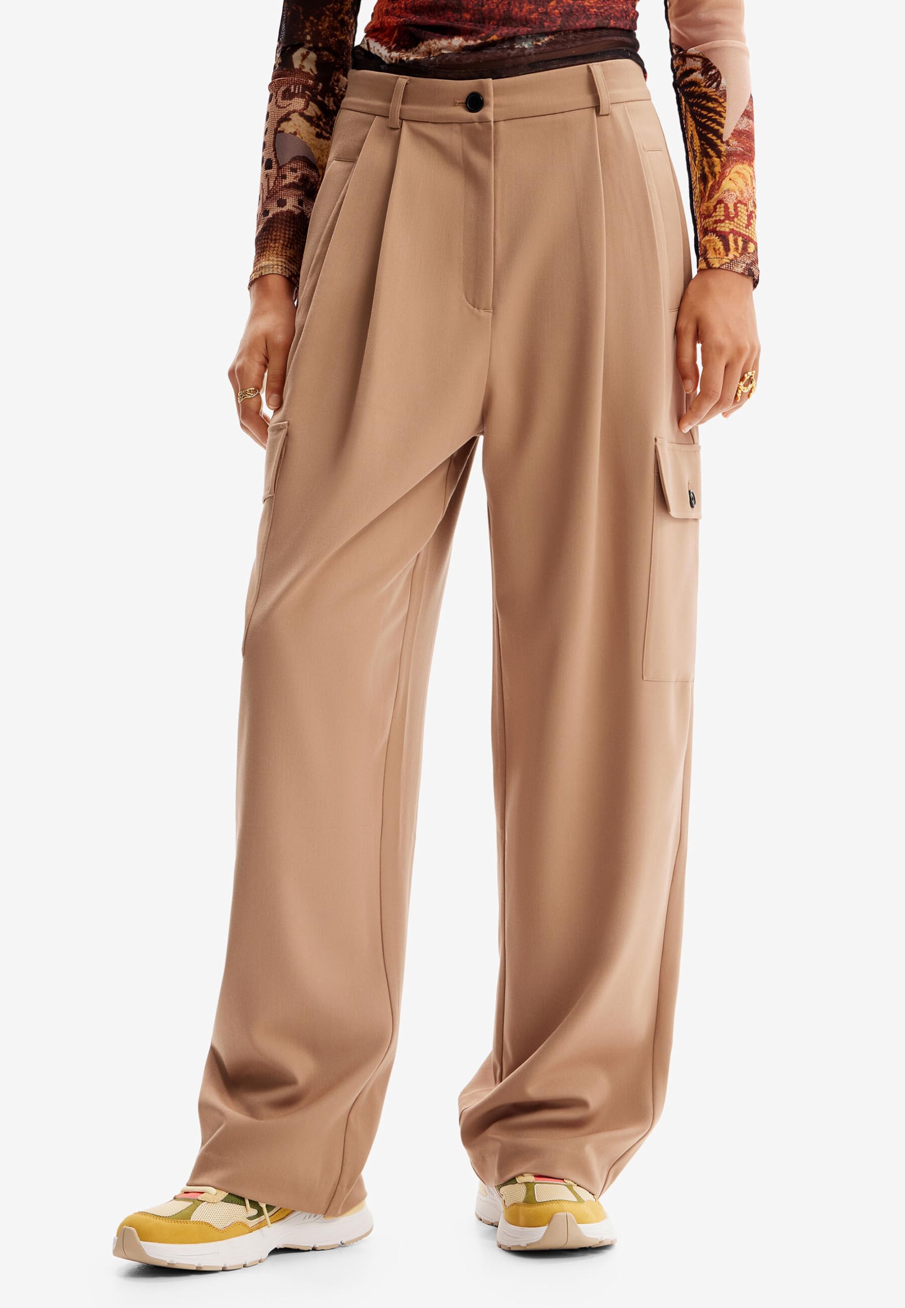 Desigual Women's M. Christian Lacroix Tailored Trousers - High Waist Slim Fit Dress Pants for Work, Office & Business Casual Outfits