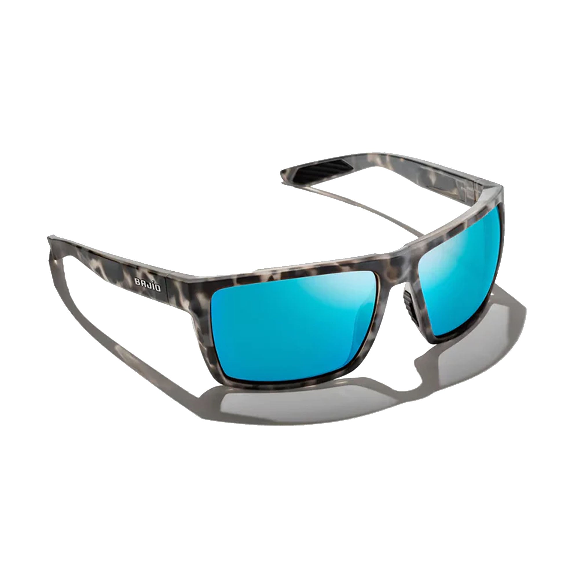 Bajio Stiltsville X-Large Men's Polarized Sunglasses - Grey Tortoise Matte Frame with Blue Mirror Lenses for Outdoor Sports & Beach Activities