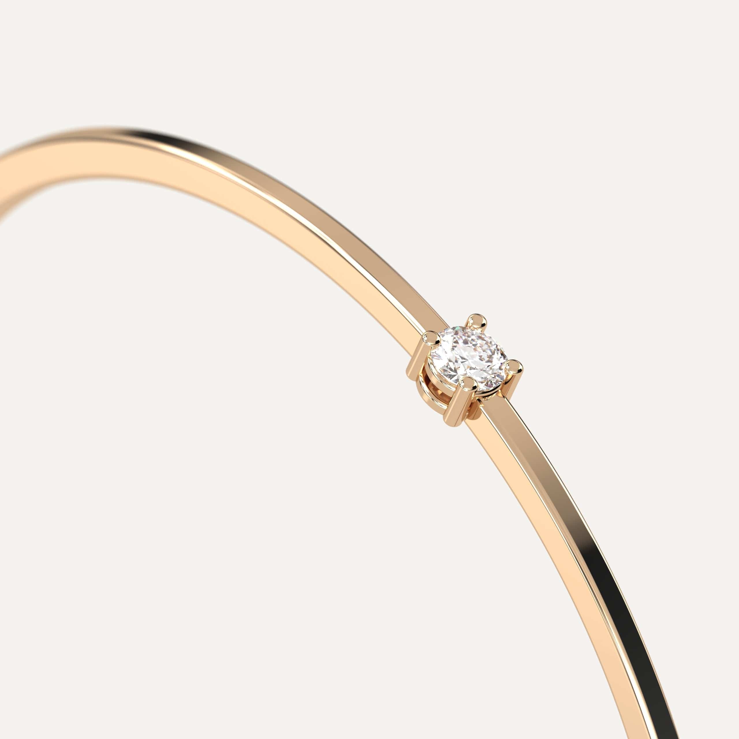 1/4 Carat Round Diamond Solitaire Bangle Bracelet - Elegant 14K Gold Jewelry for Women, Perfect for Weddings, Anniversaries & Special Occasions