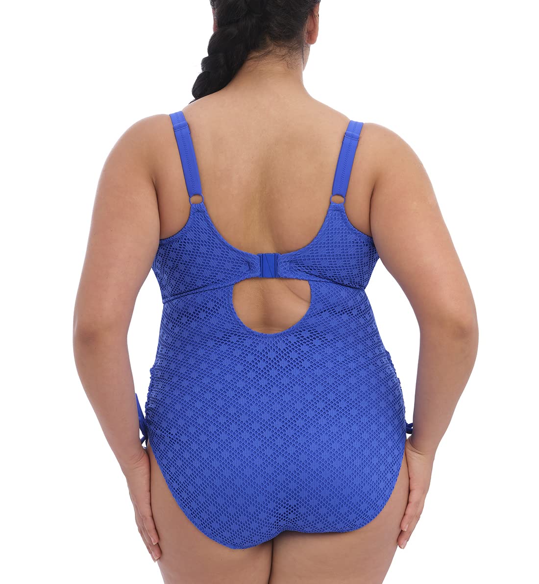 Elomi Bazaruto Plunge Non-Wire One Piece Swimsuit for Women - Size 38G in Sapphire Blue | Full Coverage Support Swimwear for Plus Size, Beach & Pool Activities