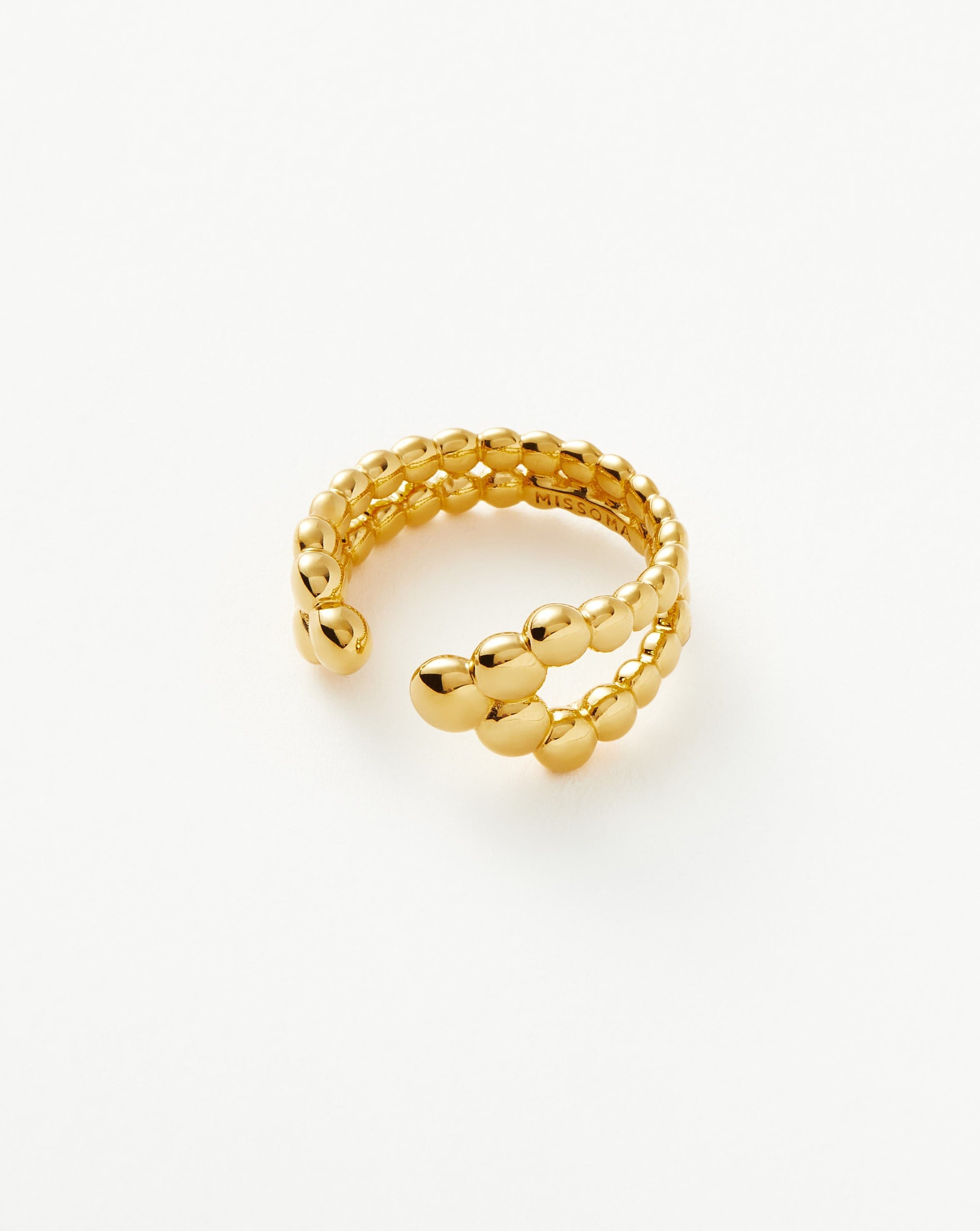 18k Gold Vermeil Beaded Open Ring - Elegant Stackable Jewelry for Women, Perfect for Everyday Wear & Special Occasions