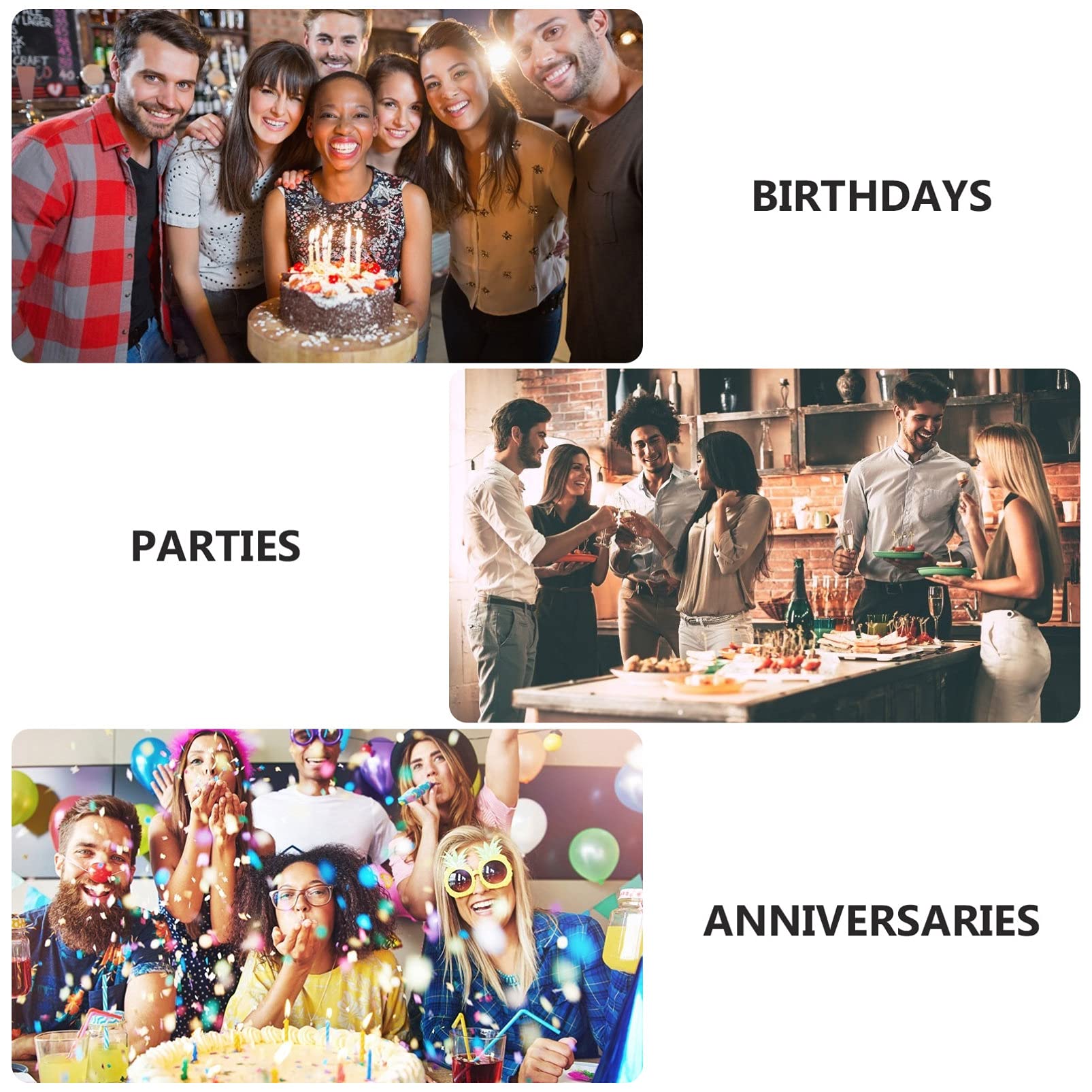 12pcs Cake Topper Inserts - Birthday Party Decorations, Dessert Toppers for Cakes, Cupcakes & Treats - Perfect for Birthday Celebrations, Baby Showers & Wedding Dessert Tables