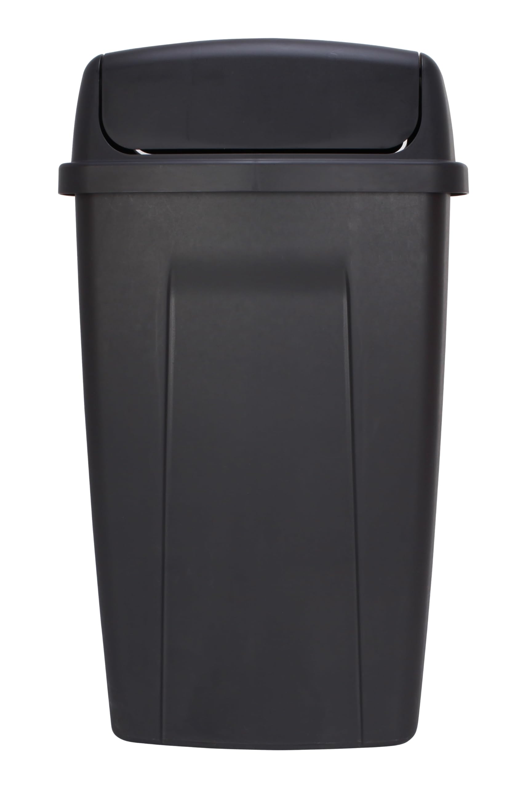 13 Gallon Trash Can with Swing Lid - Durable Plastic Kitchen Garbage Bin for Home, Office, or Restaurant - Black (Ideal for Under Sink, Pantry, or Bathroom Use)