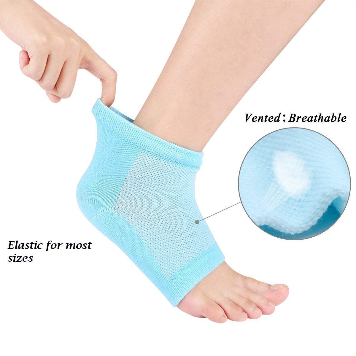 Moisturizing Gel Heel Socks for Dry Cracked Feet - Open Toe Cotton Socks with Botanical Gel Pad for Men & Women - Soft Foot Care for Calluses & Rough Heels - Perfect for Daily Wear, Work & Home Comfort