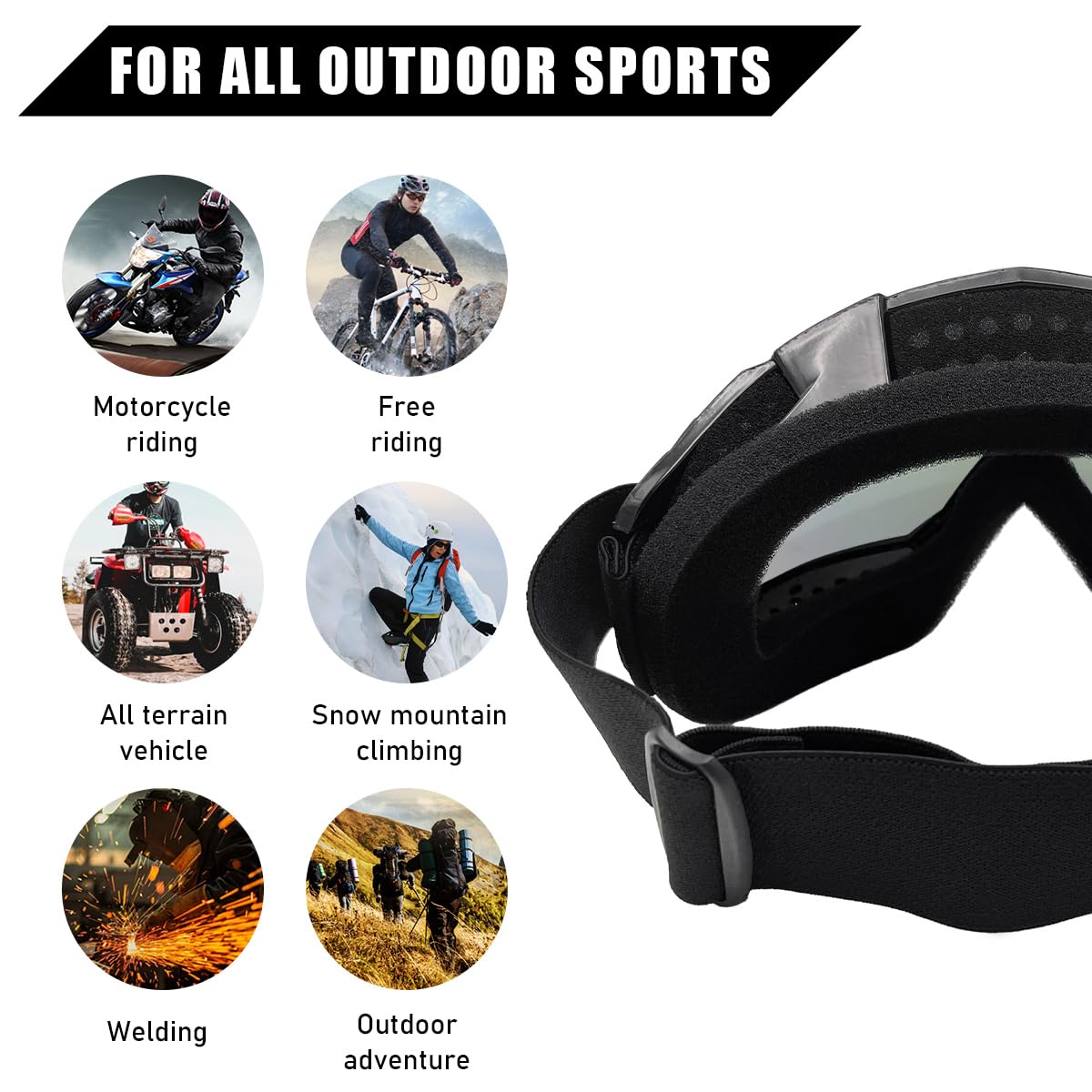Dirt Bike Goggles - Windproof & Dustproof Ski Racing Goggles for Men & Women - ATV Motorcycle Safety Goggles with Clear Lens - Perfect for Off-Road, Motocross, Snowboarding & Outdoor Sports