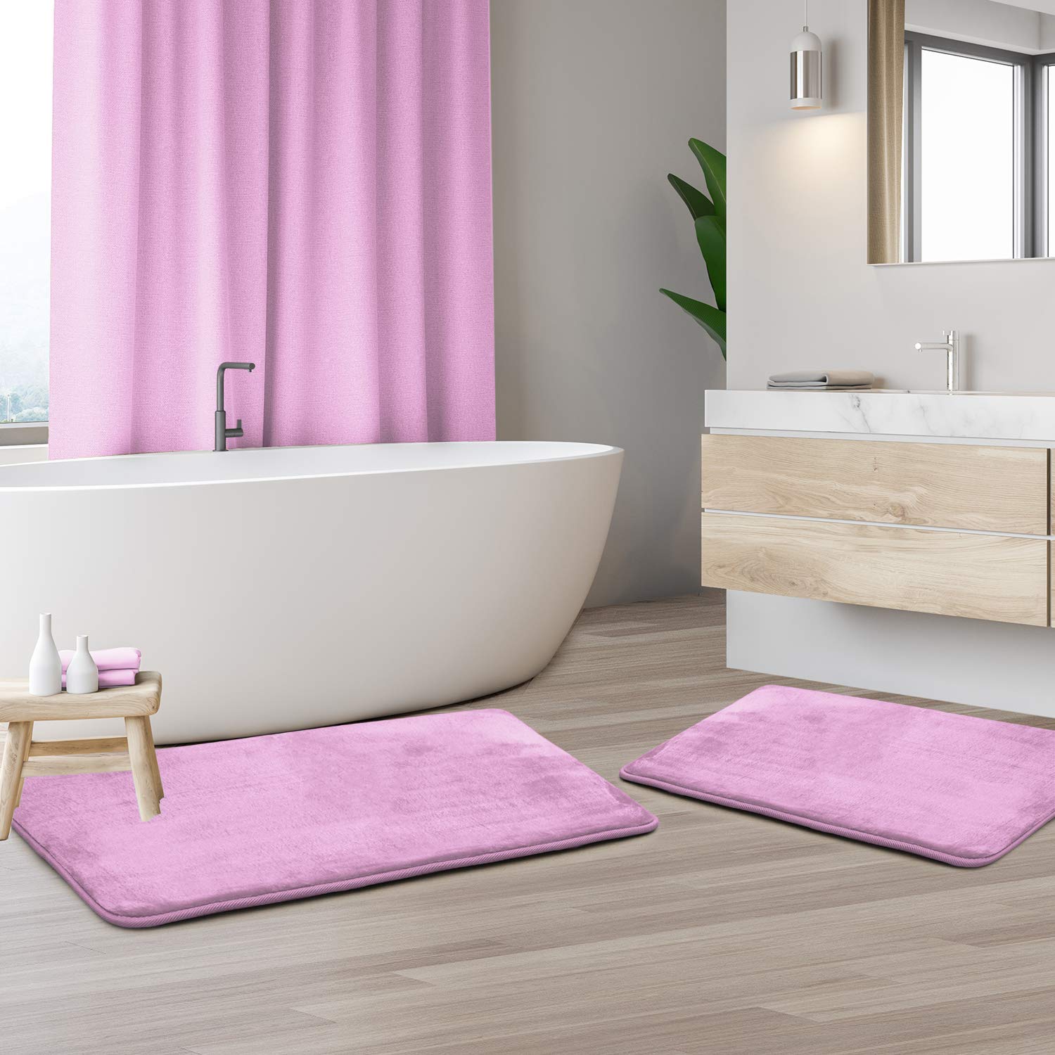 Clara Clark Memory Foam Bath Mat Set of 2 - Ultra Soft Non-Slip Bathroom Rug - Super Absorbent & Quick Dry - Machine Washable (20